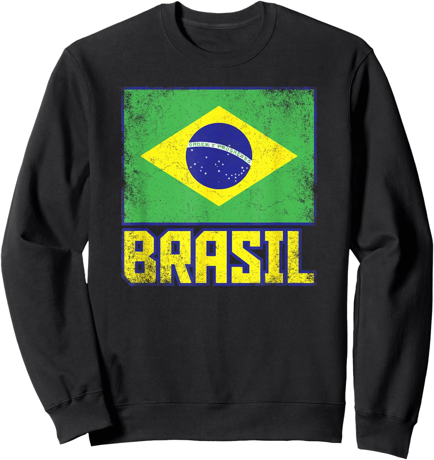 Brasil Brazil Flag Vintage Retro Country Brazilian Pride Sweatshirt - Sweatshirt | Black