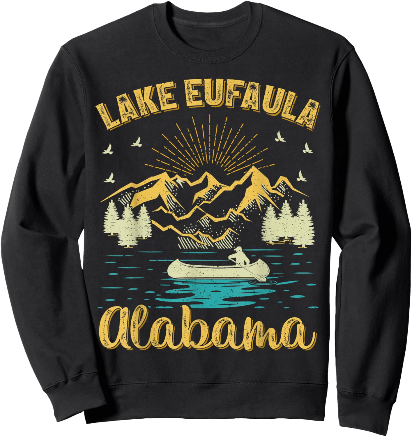 Summer Vacation Retro Mountain Alabama Eufaula Lake Women Kids Sweatshirt - Sweatshirt | Black