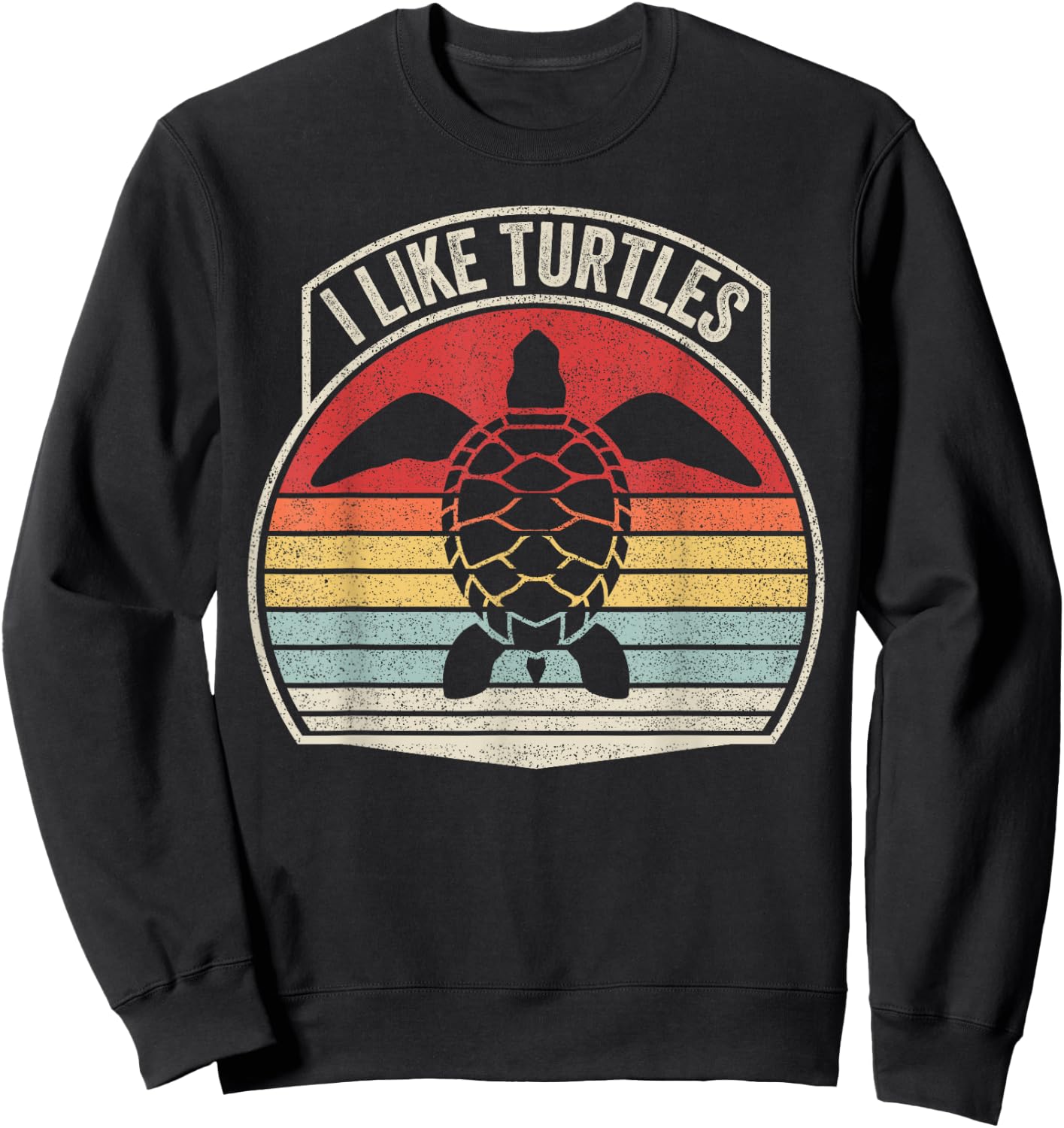 Catch Some Rays Retro Vintage I Like Turtles Funny - -Adult, Black, Small, Short Sleeve, Classic Fit, Cotton 80% Polyester 20% Sweatshirt - Sweatshirt | Black