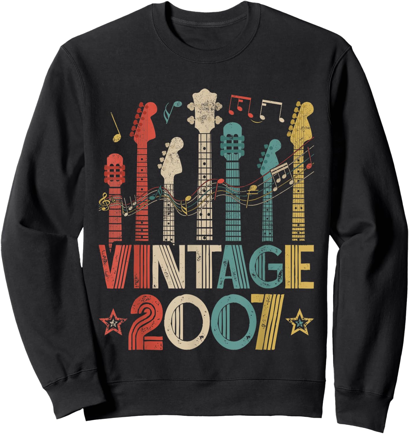 Retro Vintage 2007 Guitar Lover 2007 Birthday Guitarist Sweatshirt - Sweatshirt | Black