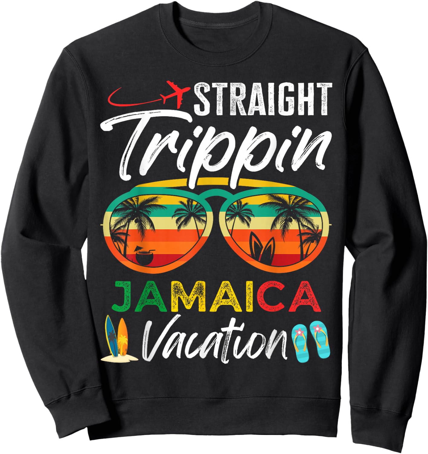 Straight Trippin Jamaica Couples Family Vacation Group Trip Sweatshirt - Sweatshirt | Black