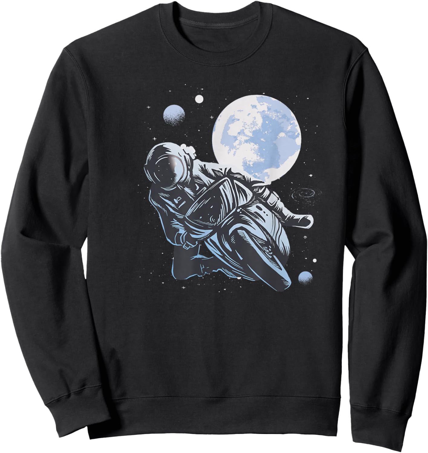 Space Motorcycle Journey Cosmic Night Sky Sweatshirt - Sweatshirt | Black