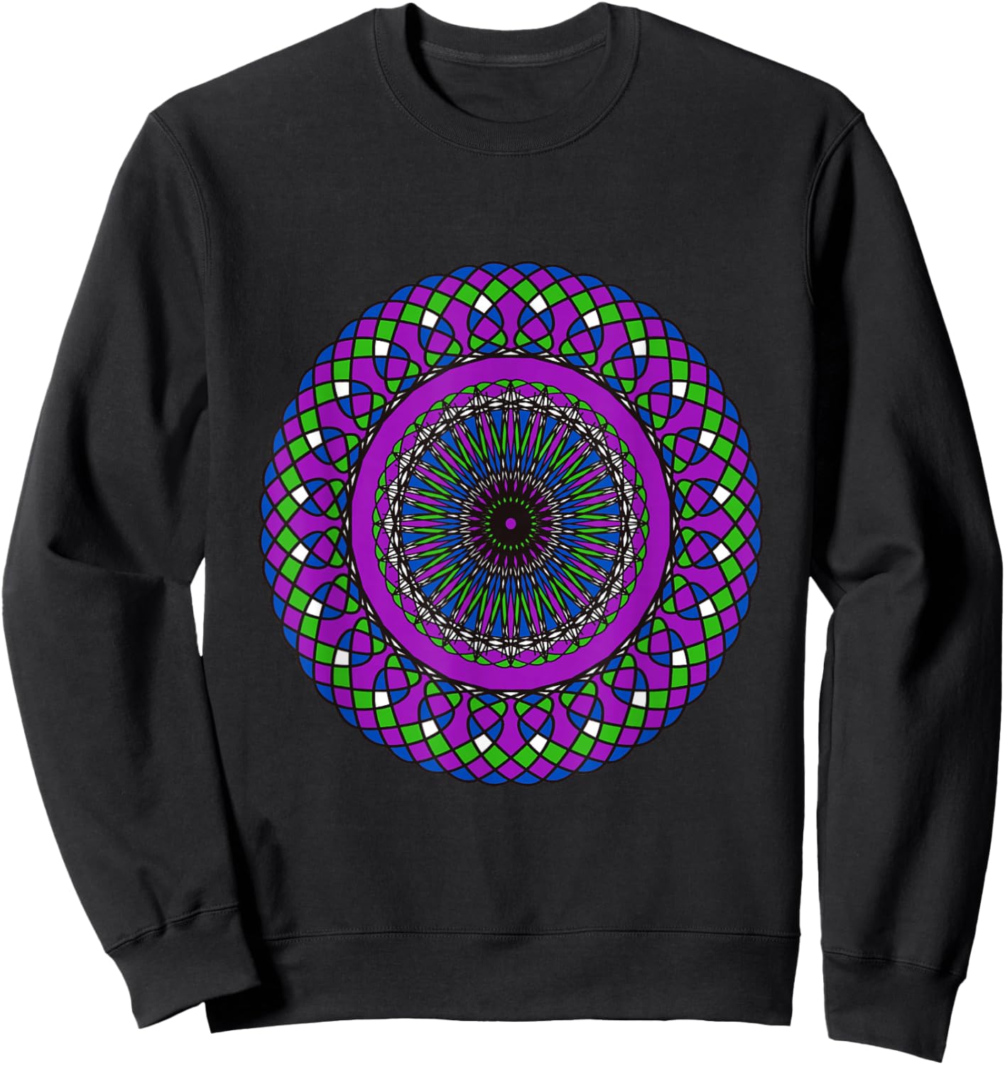 Colorful Mandala Pattern | Yoga & Spiritual Geometry Design Sweatshirt - Sweatshirt | Black