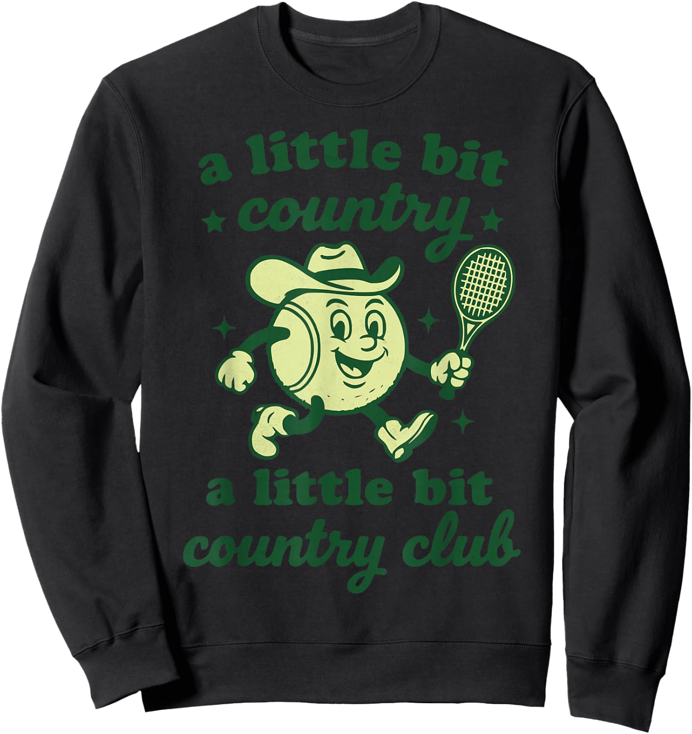 Retro Western Country Club Tennis Themed Party Cowboy Women Sweatshirt - Sweatshirt | Black