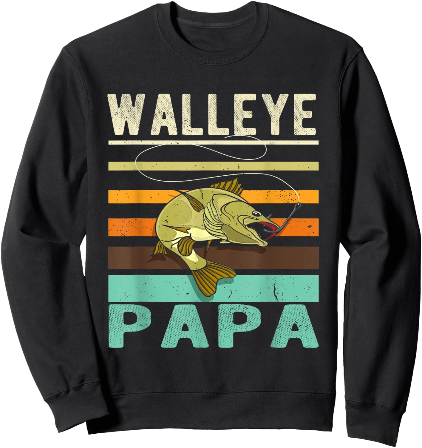 Walleye Papa - Fisherman - Fish - Angler - Funny Fishing Sweatshirt - Sweatshirt | Black