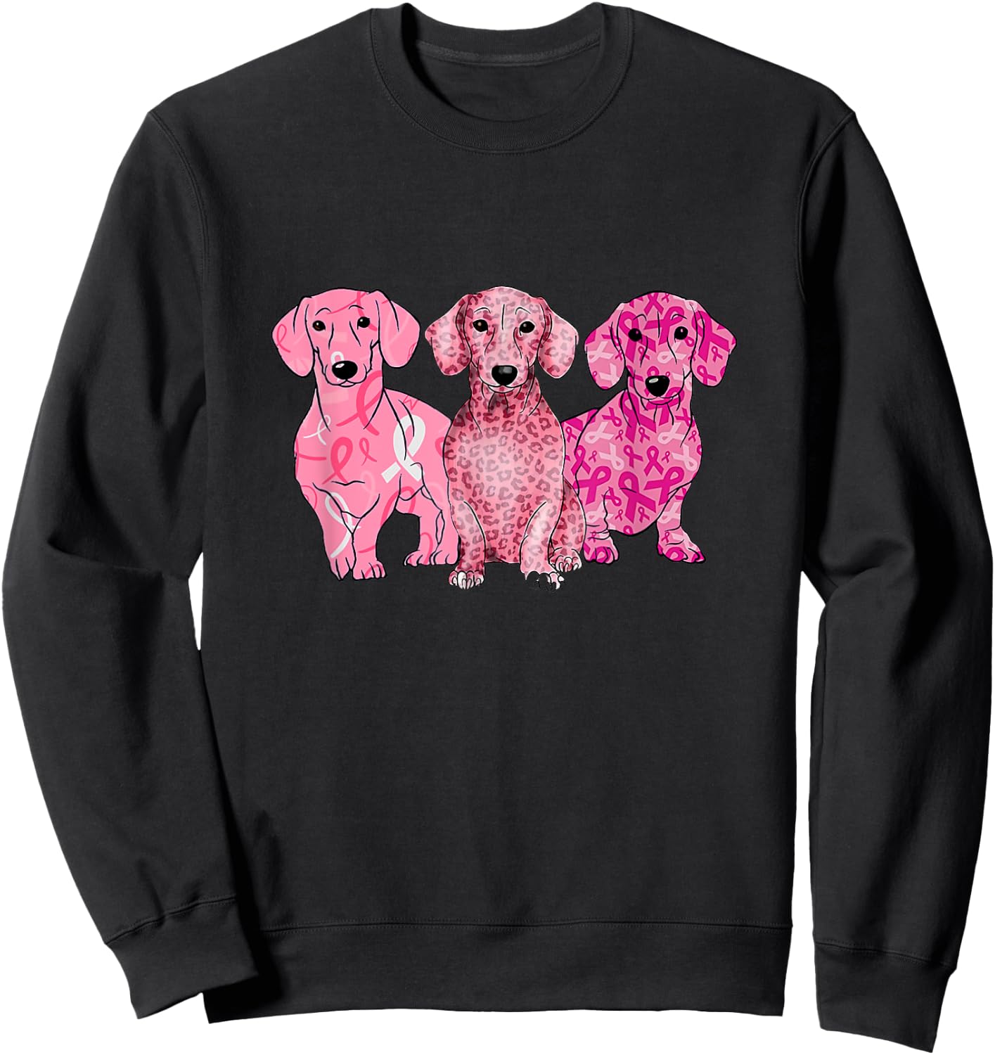 Breast Cancer Dachshunds Pink Dachshunds Ribbon Doxie's Sweatshirt - Sweatshirt | Black