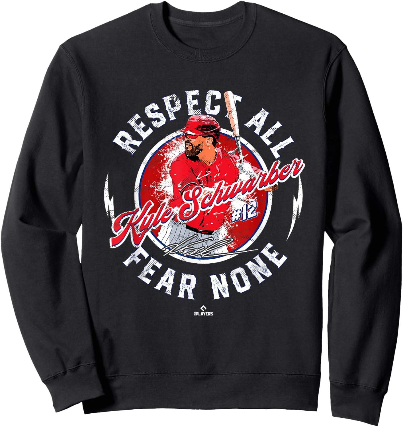 Respect All Fear None Kyle Schwarber Philadelphia MLBPA Sweatshirt - Sweatshirt | Black