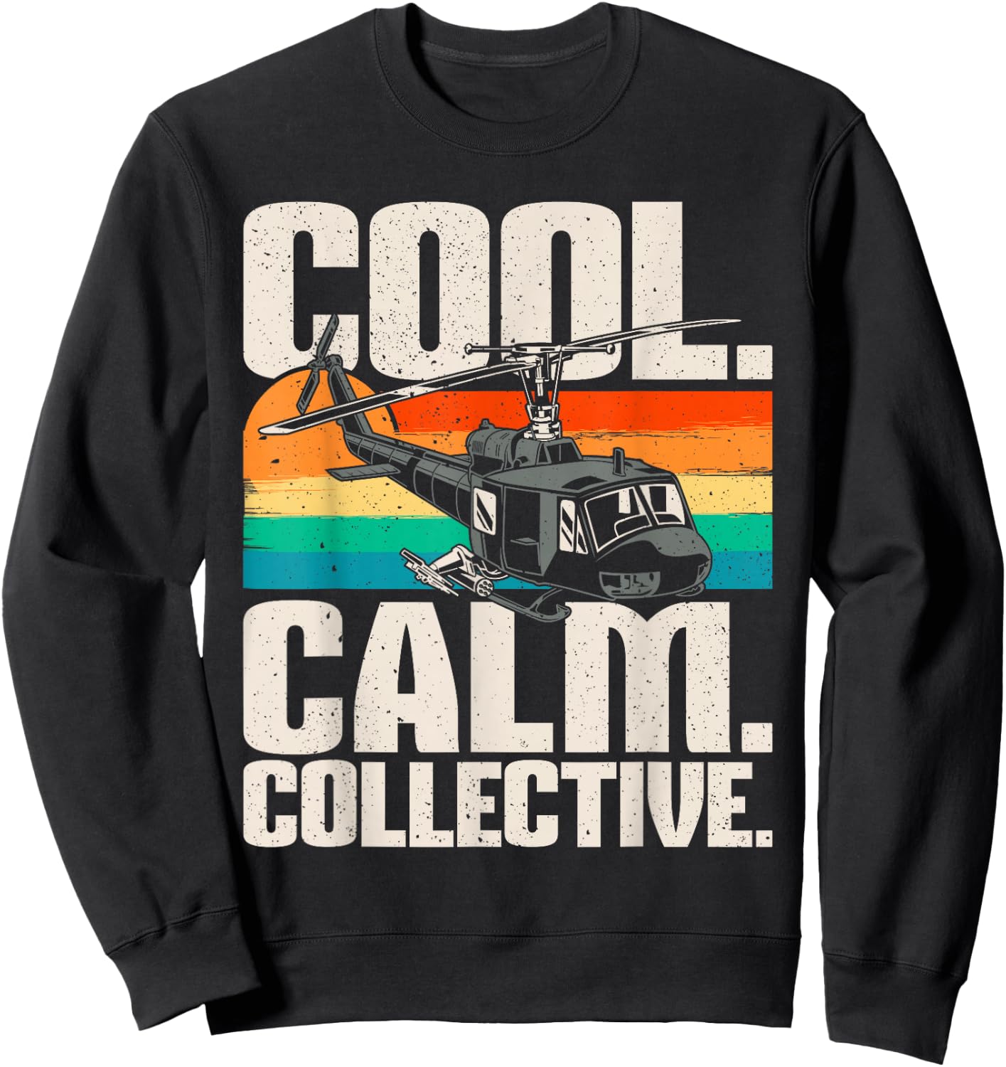 Calm Collective - Retro Helicopter Vintage Pilot Aviation Sweatshirt - Sweatshirt | Black