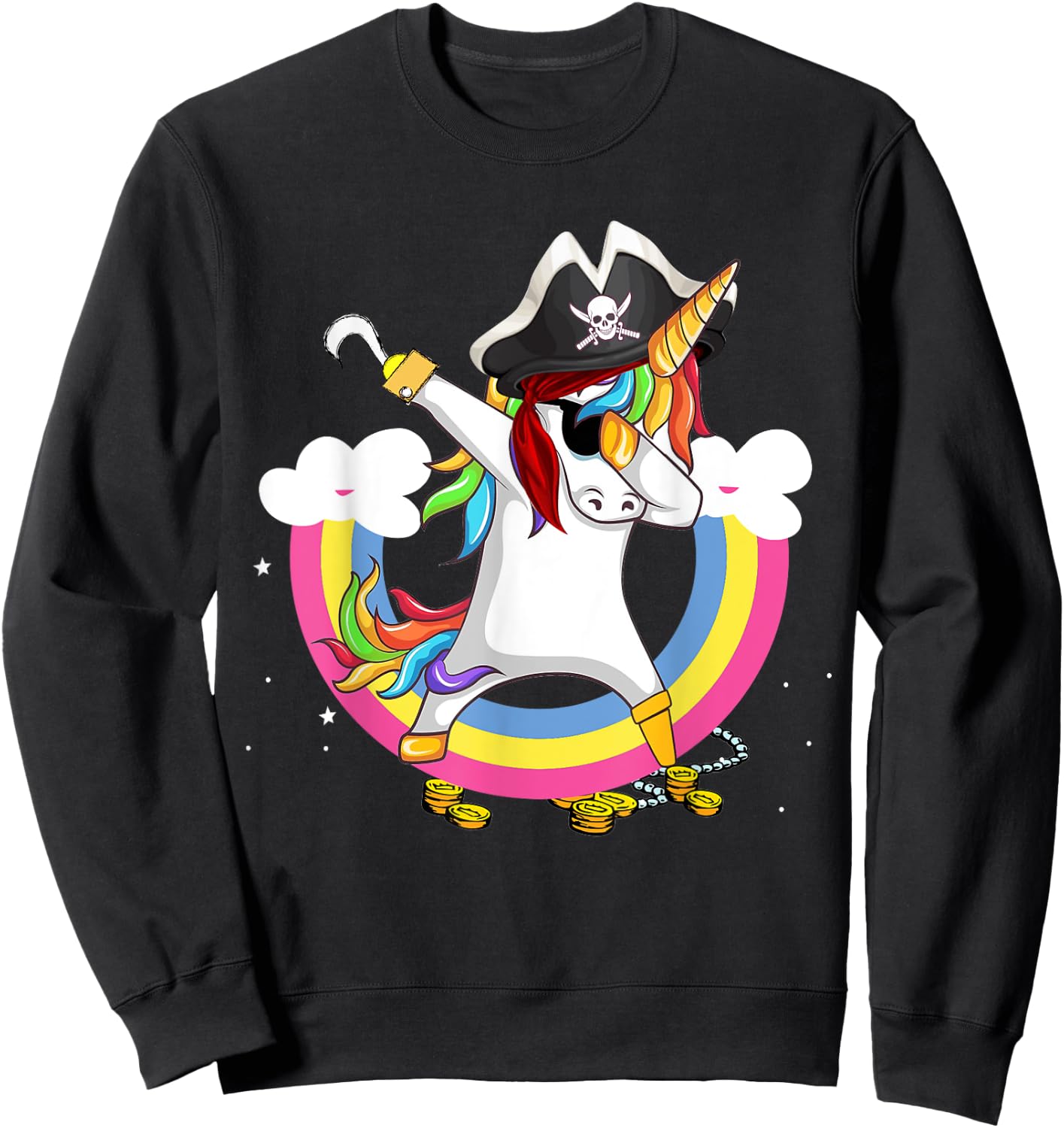 Pirate magical unicorn Funny awesome Halloween Costume Sweatshirt - Sweatshirt | Black