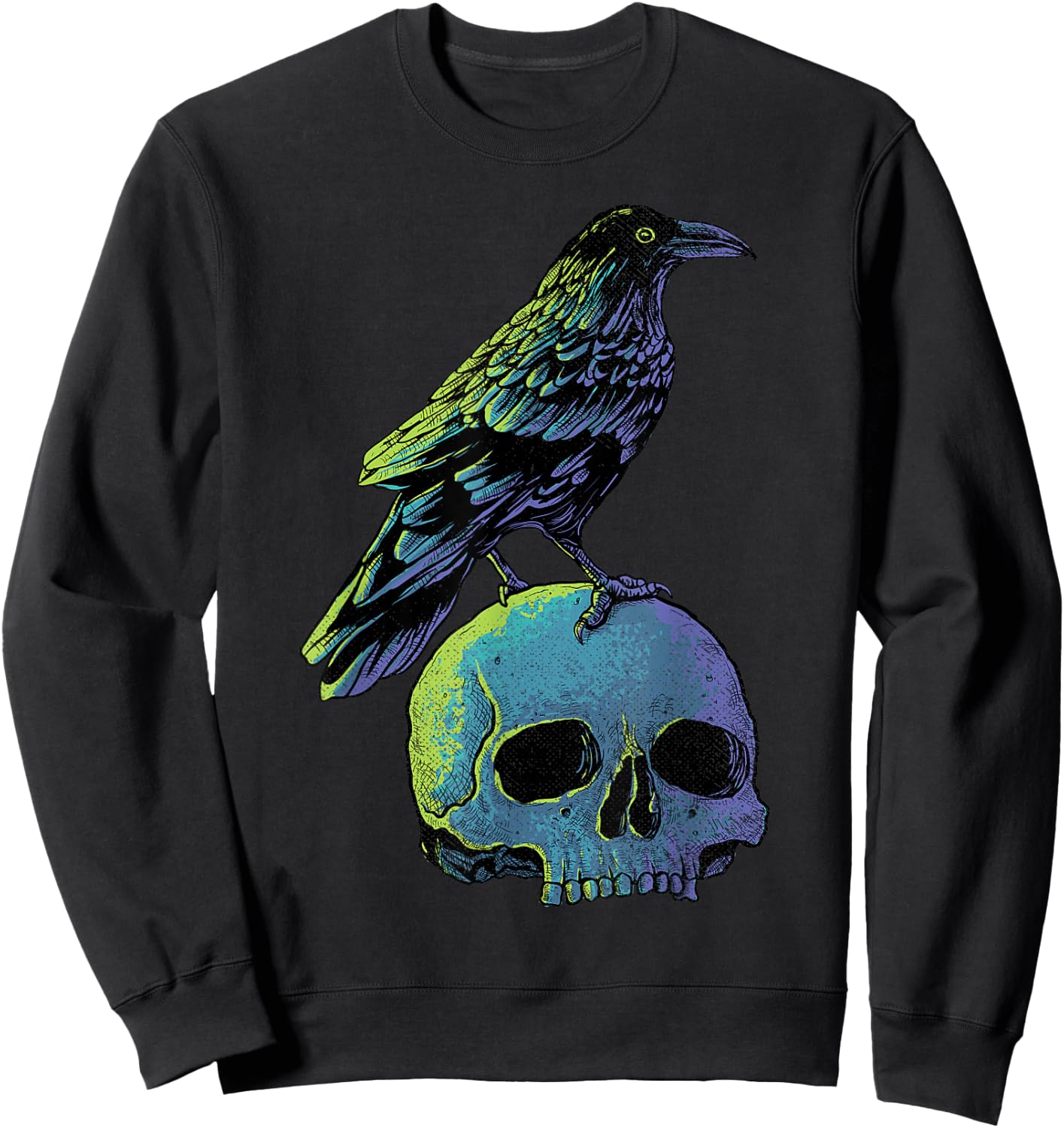 Vintage Crow Gothic Spooky Black Raven Sweatshirt - Sweatshirt | Black