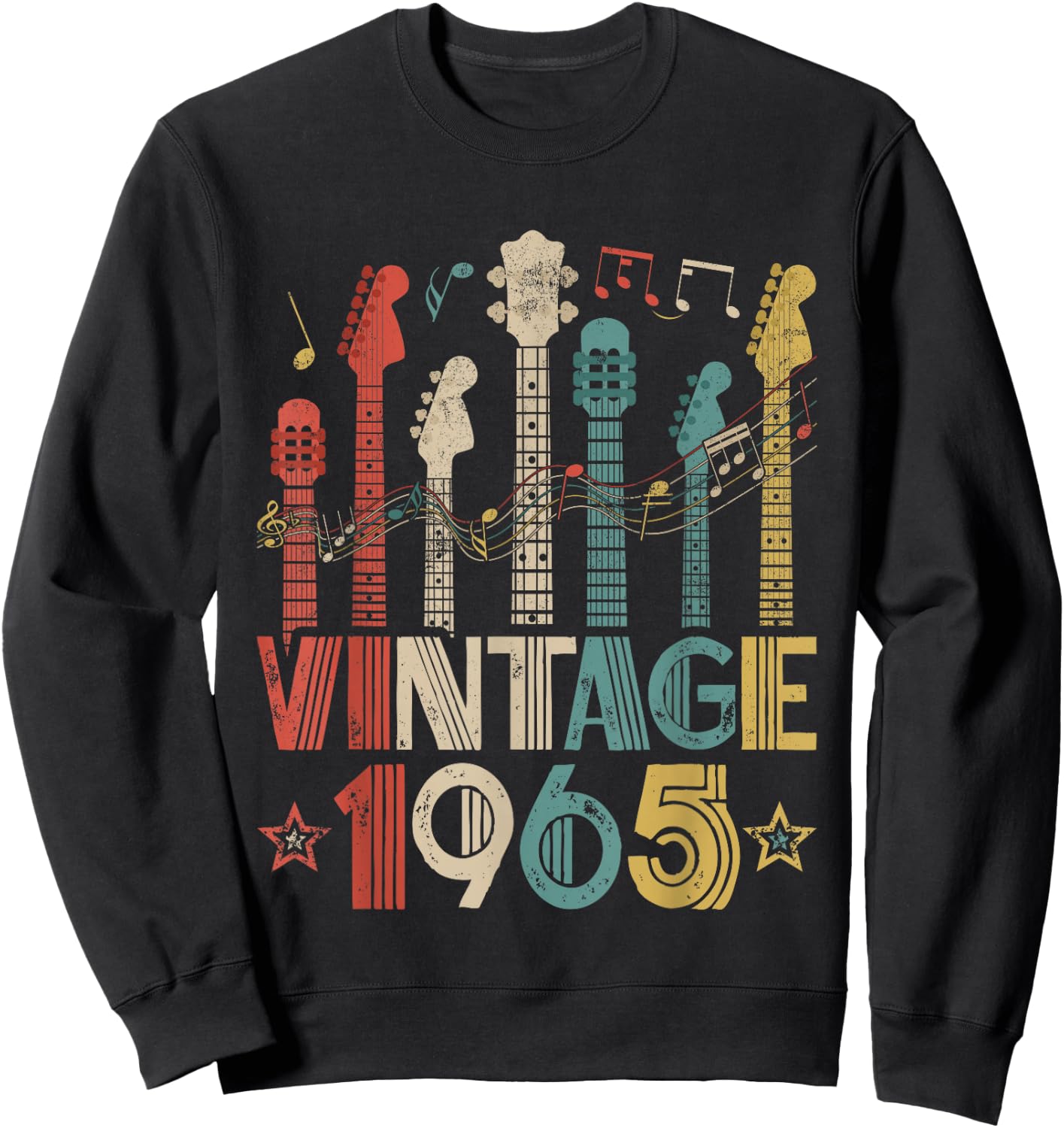 Retro Vintage 1965 Guitar Lover 1965 Birthday Guitarist Sweatshirt - Sweatshirt | Black