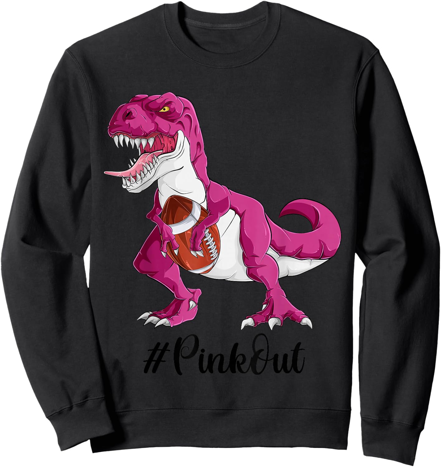 Pink Dinosaur Football Shirt Boys, Pink Out Breast Cancer Sweatshirt - Sweatshirt | Black