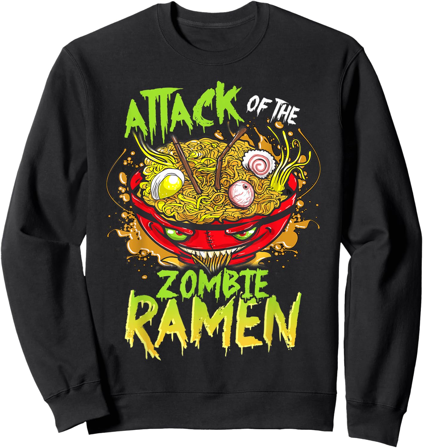 Scary Halloween Zombie Ramen Anime Sweatshirt - Sweatshirt | Black
