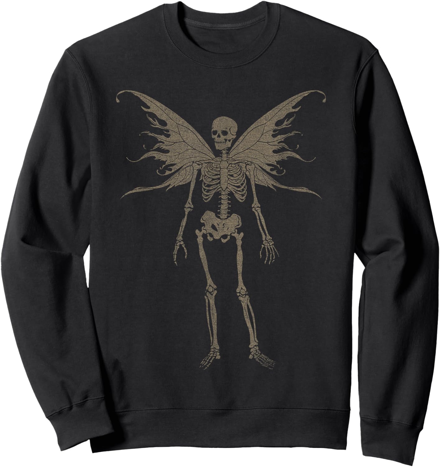 Butterfly Grunge Fairycore Aesthetic Skeleton Skull Goth Sweatshirt - Sweatshirt | Black