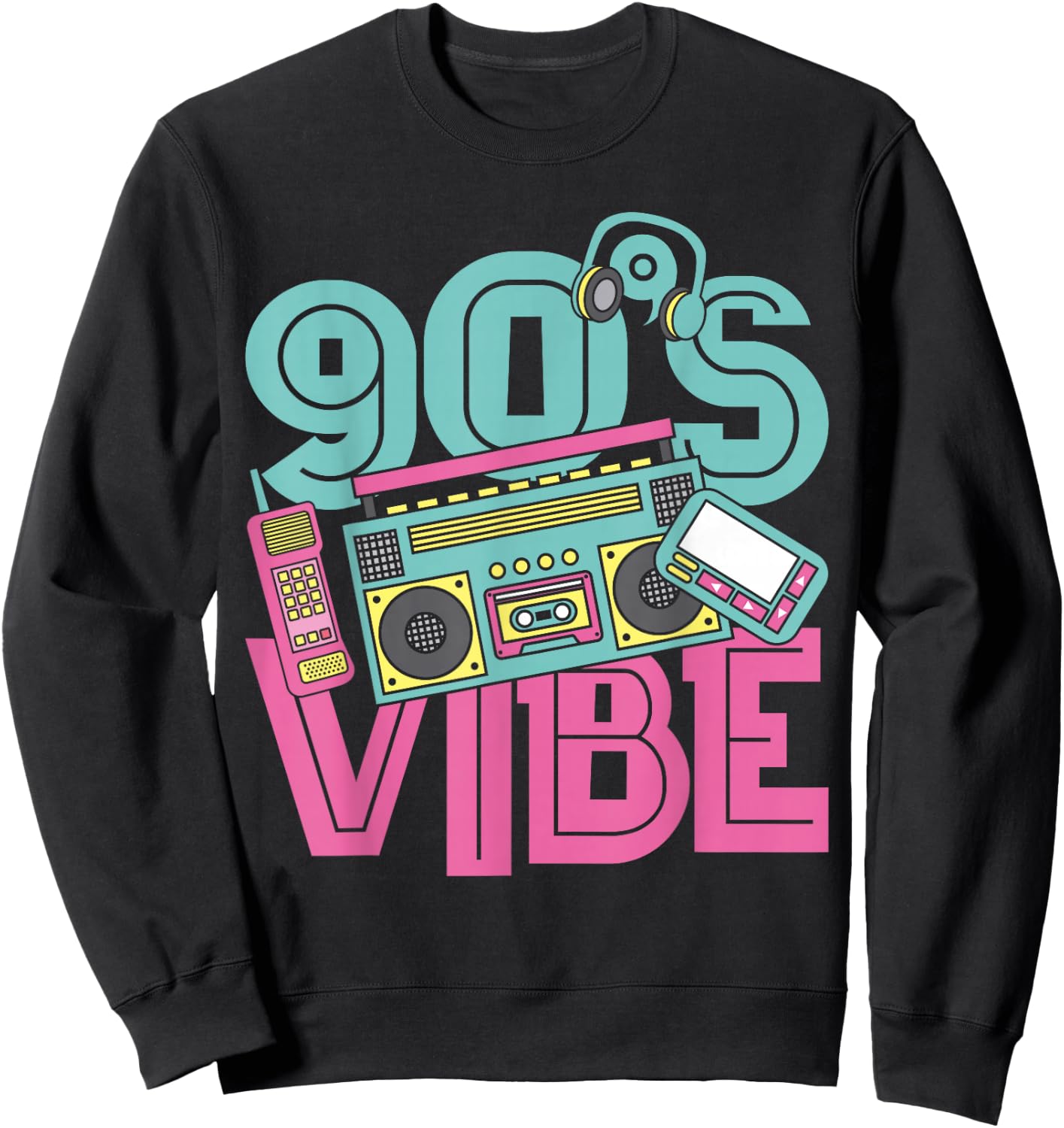 90s Vibe Vintage 1990s Music 90s Costume Party Nineties Sweatshirt - Sweatshirt | Black