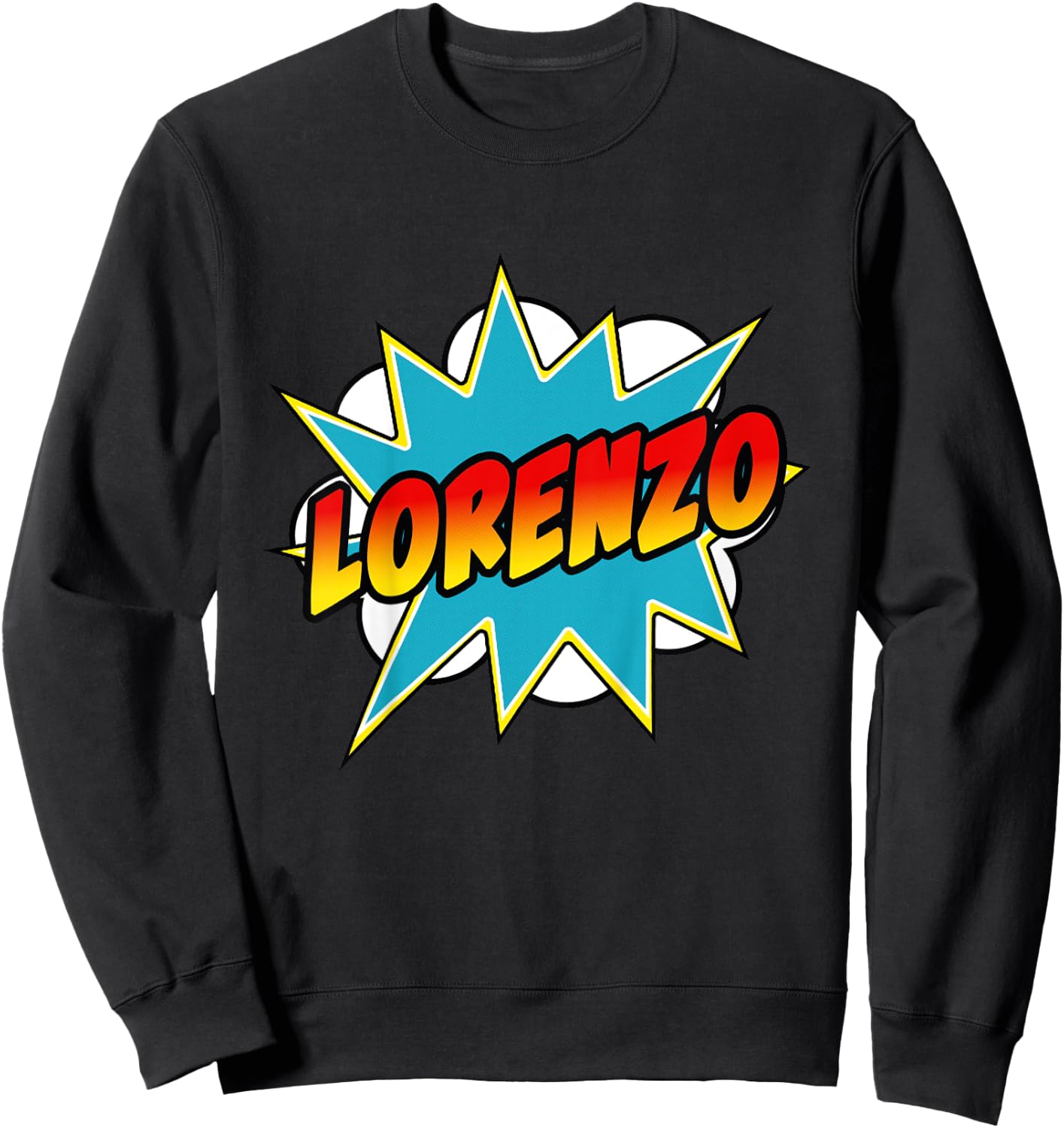 Kids Boys Lorenzo Name Comic Book Superhero Sweatshirt - Sweatshirt | Black