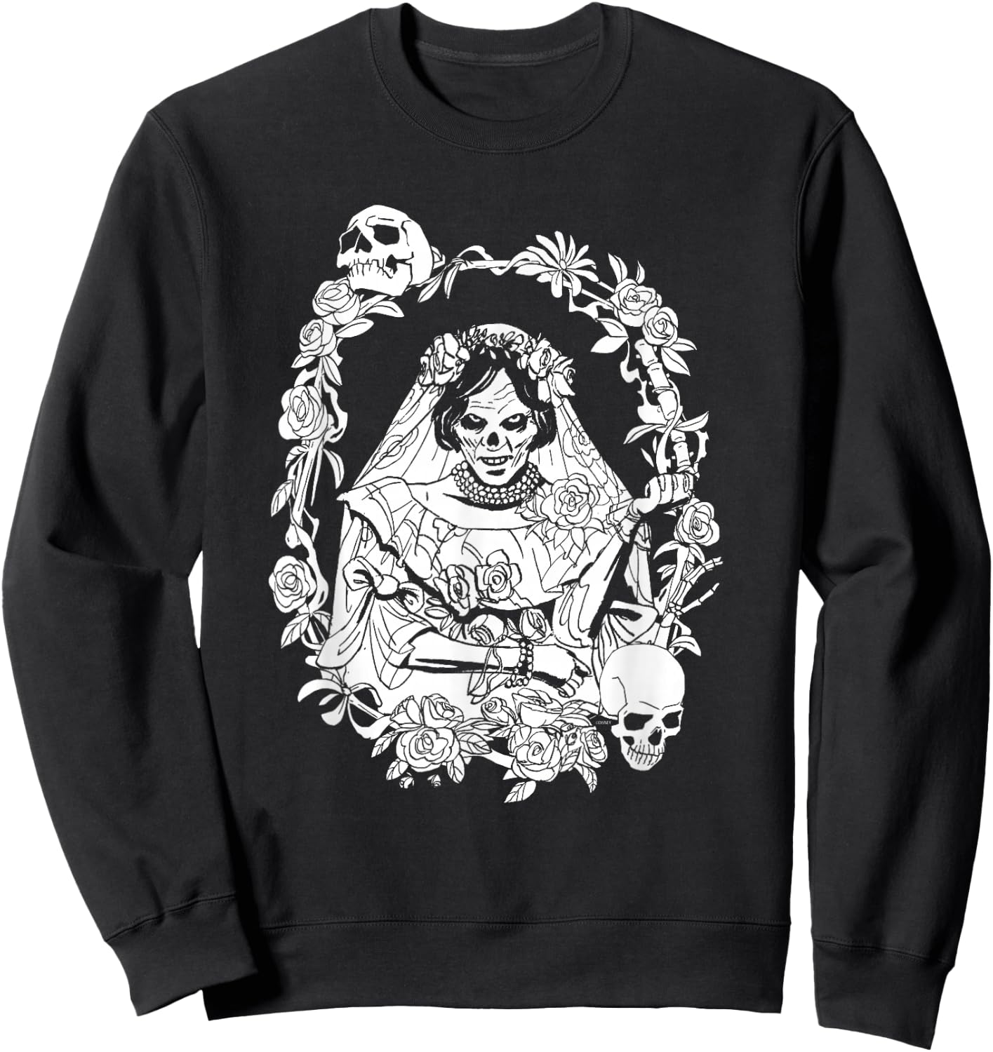Disney Haunted Mansion Movie The Bride Ghost Skulls & Roses Sweatshirt - Sweatshirt | Black