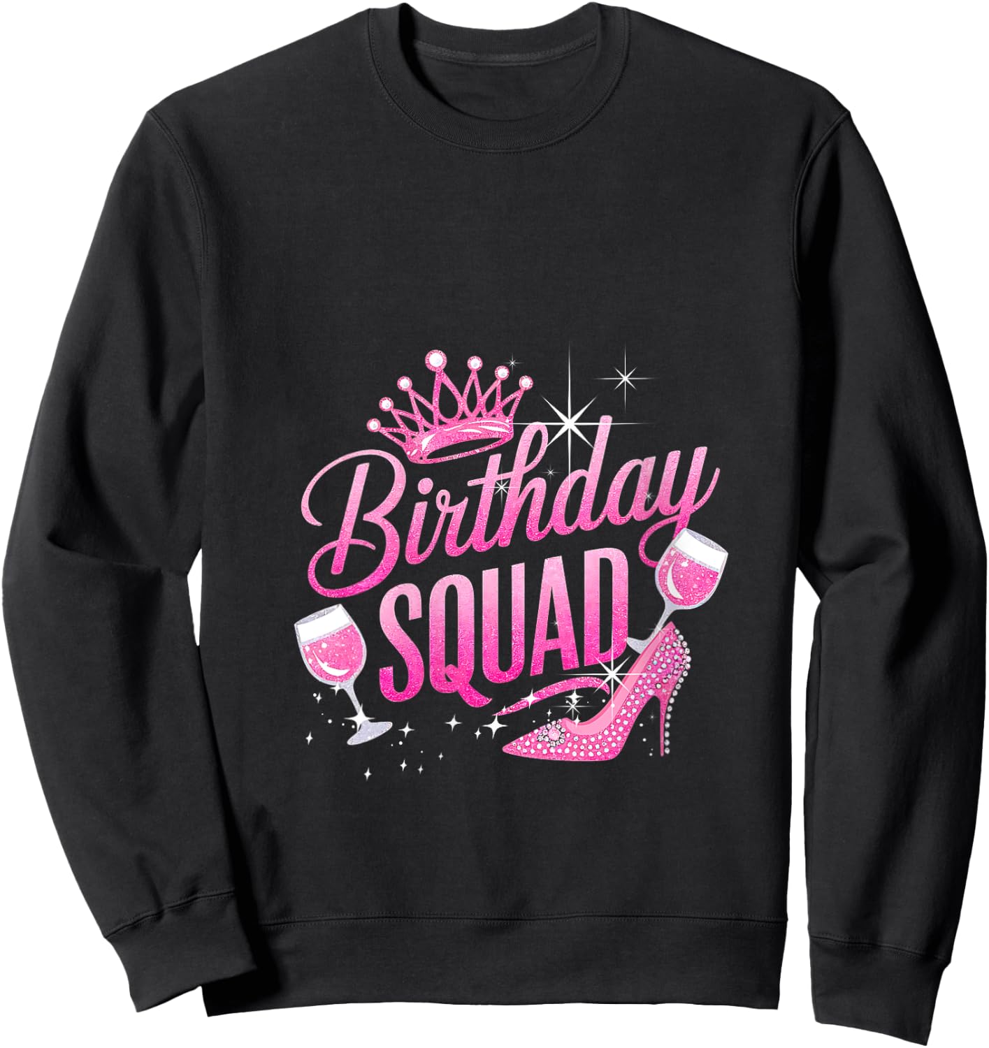 Birthday Squad Crown Elegant High Heels of Diva Grandma Team V-Neck Sweatshirt - Sweatshirt | Black