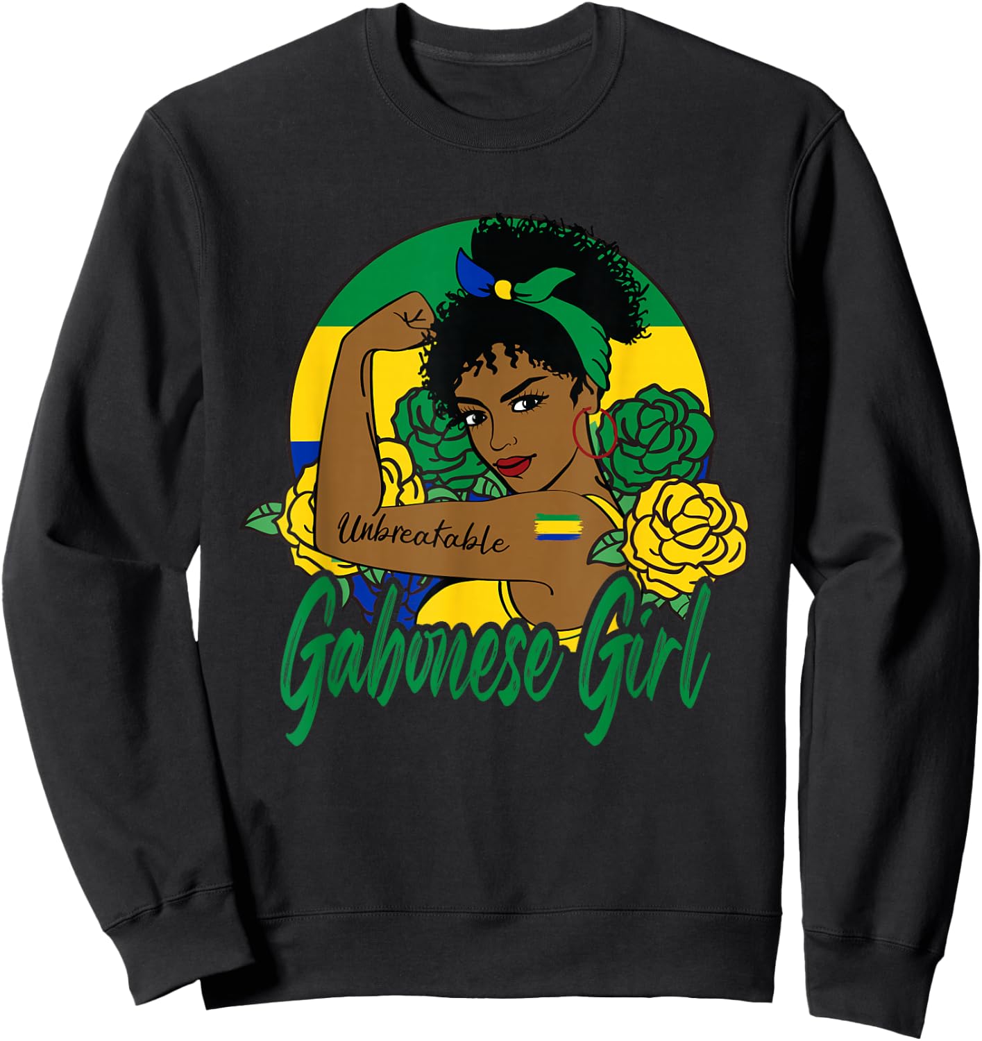 Gabonese Girl Gabon Woman Gabonaise Flag Sweatshirt - Sweatshirt | Black