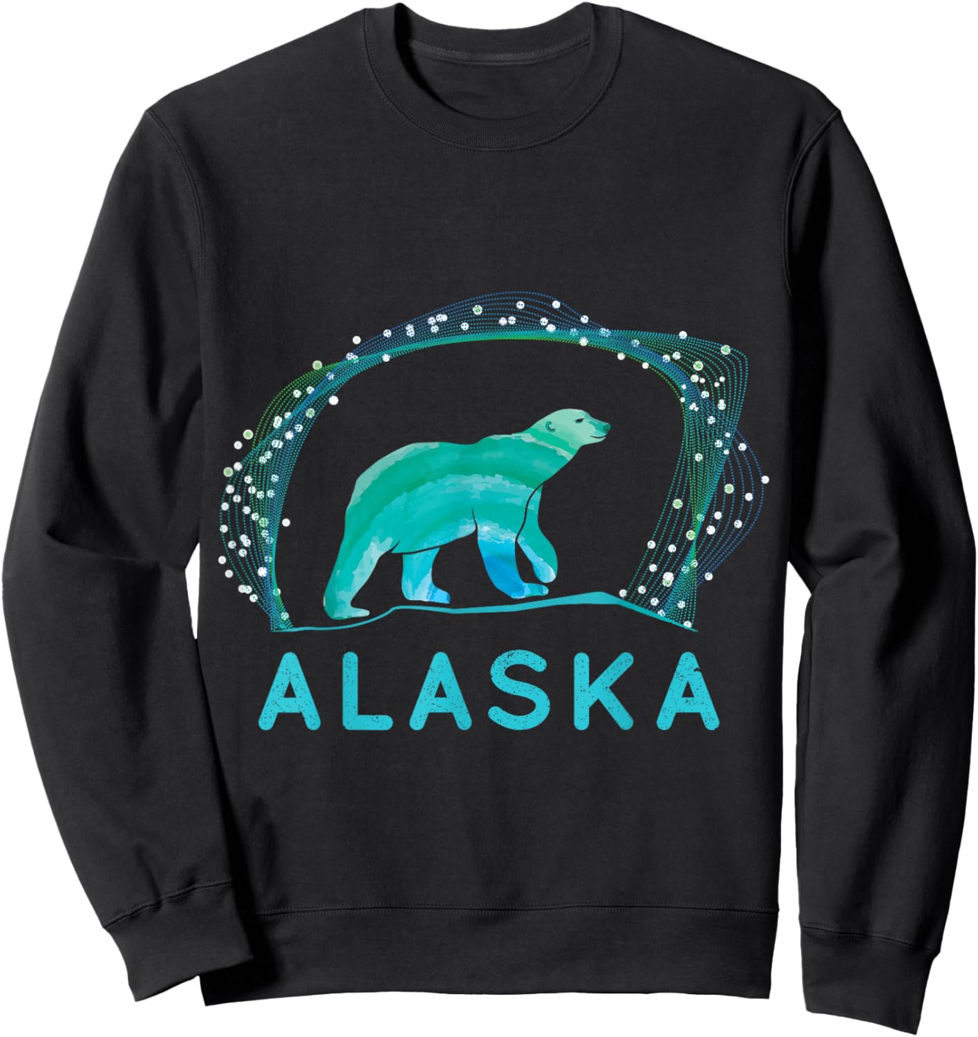 Alaska Ice Bear with Polar Lights and Stars Sweatshirt - Sweatshirt | Black