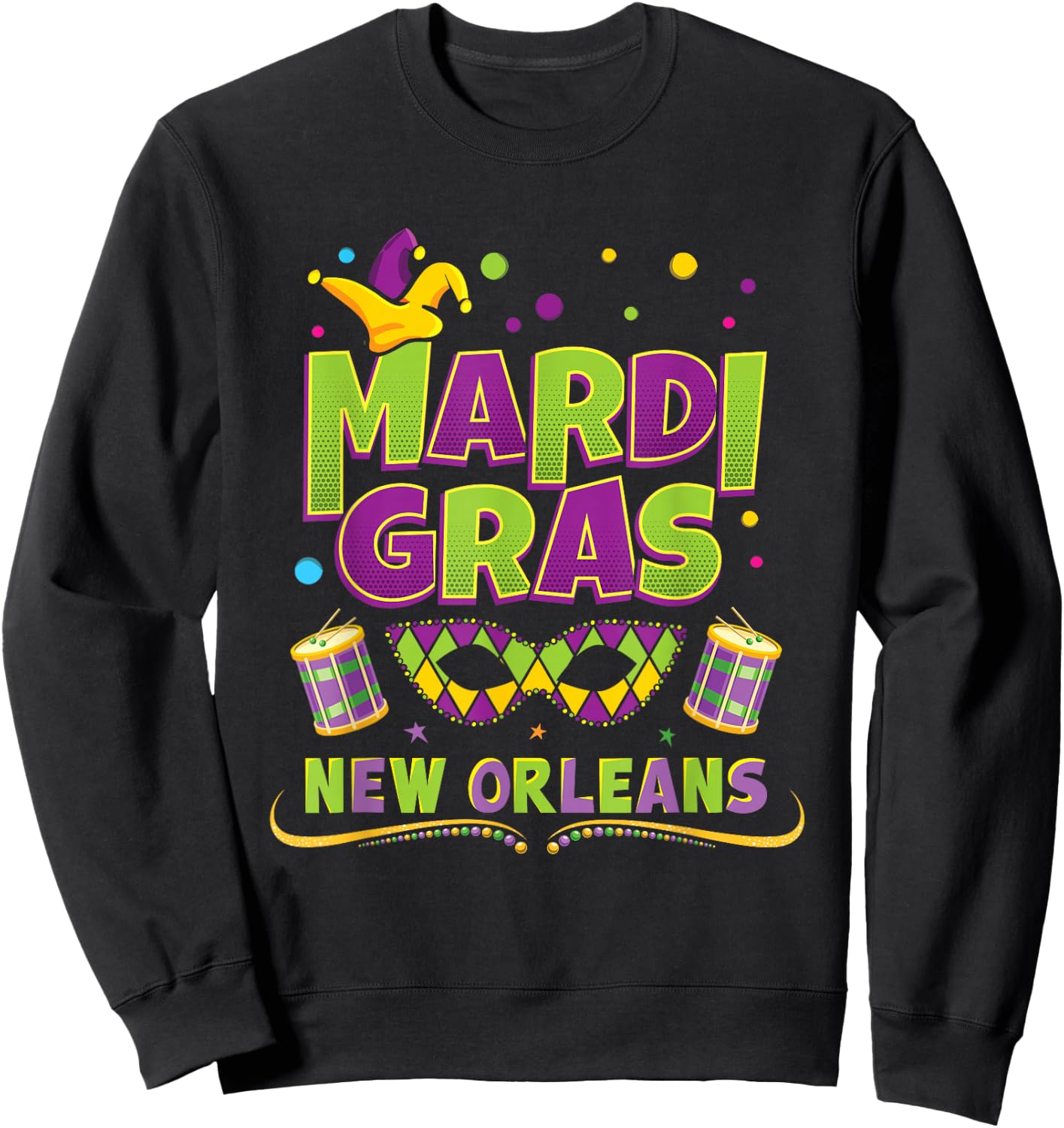 New Orleans Louisiana Mardi Gras Vintage Souvenir Gift Sweatshirt - Sweatshirt | Black