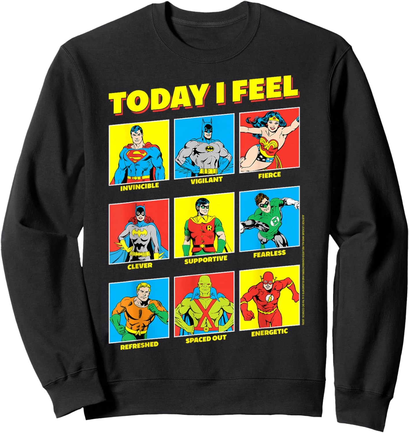 DC Comics Justice League Today I Feel Emotional Box Up Sweatshirt - Sweatshirt | Black