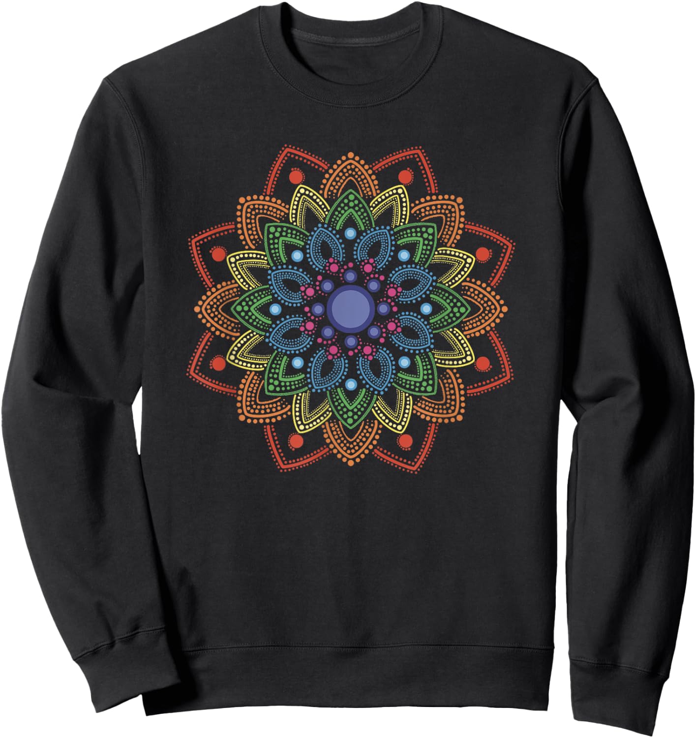 Rainbow Mandala Dotted Pattern Sweatshirt - Sweatshirt | Black