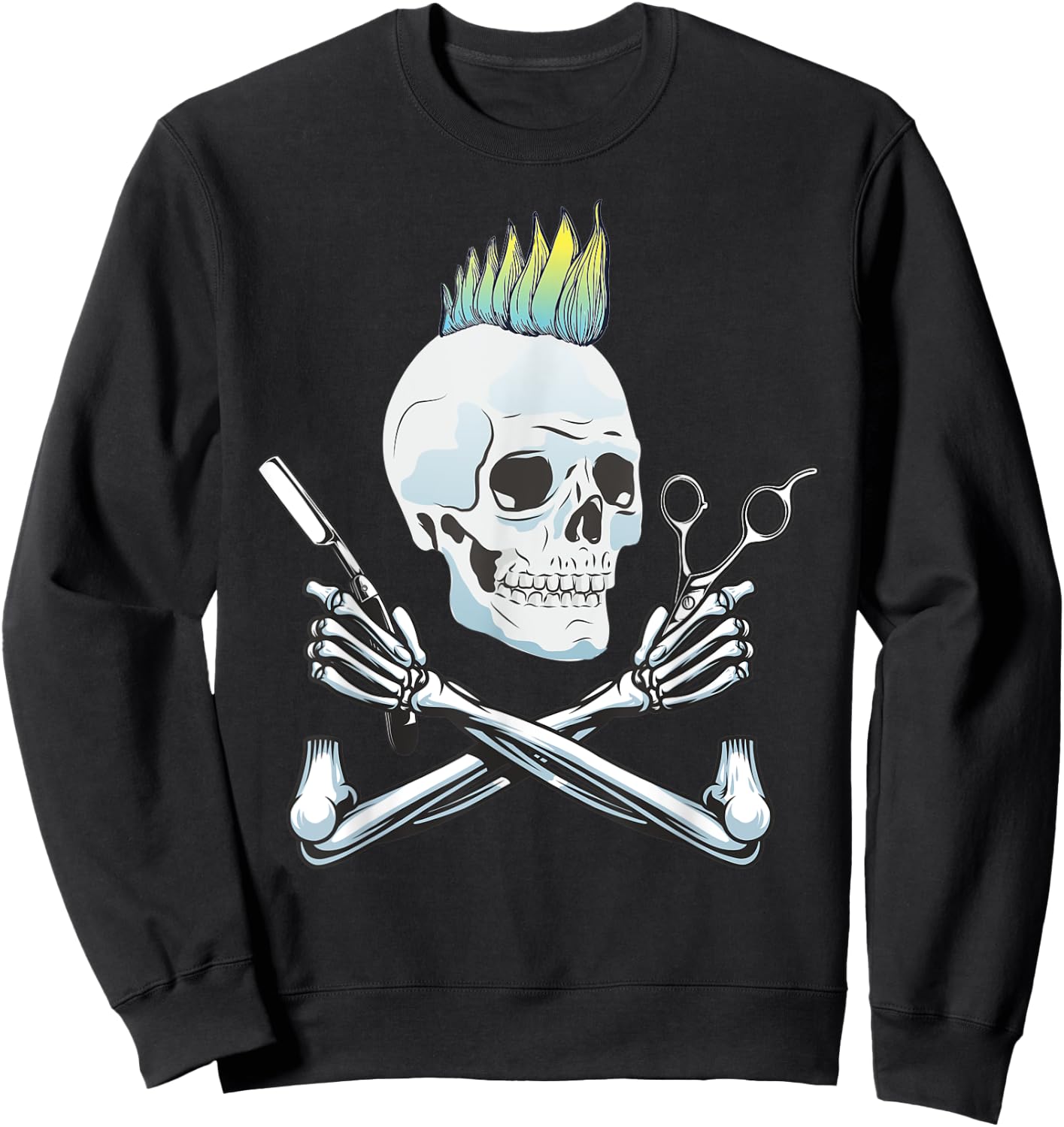 Color Punk Hairdresser Sugar Skull Hairstylist Fun Iroquois Sweatshirt - Sweatshirt | Black