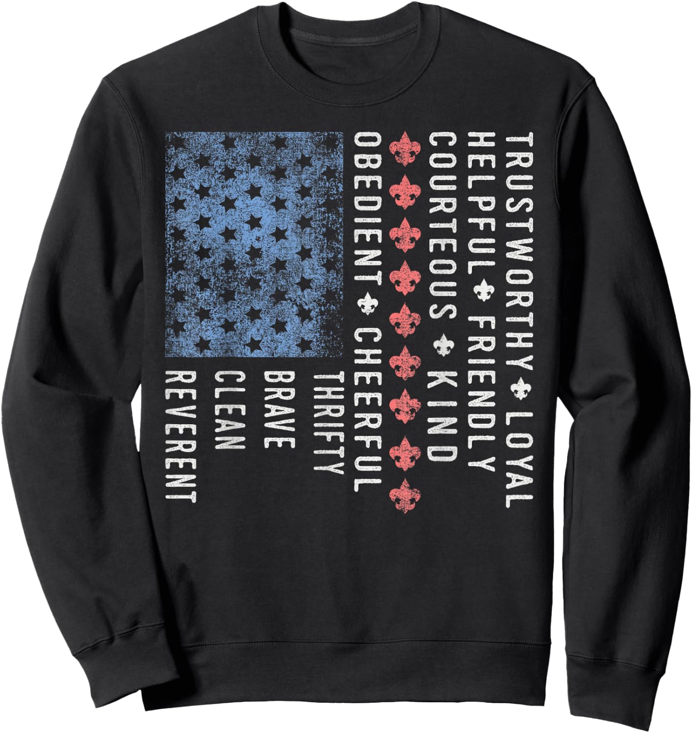 American Flag Scouting Vintage Scouting Law Sweatshirt - Sweatshirt | Black