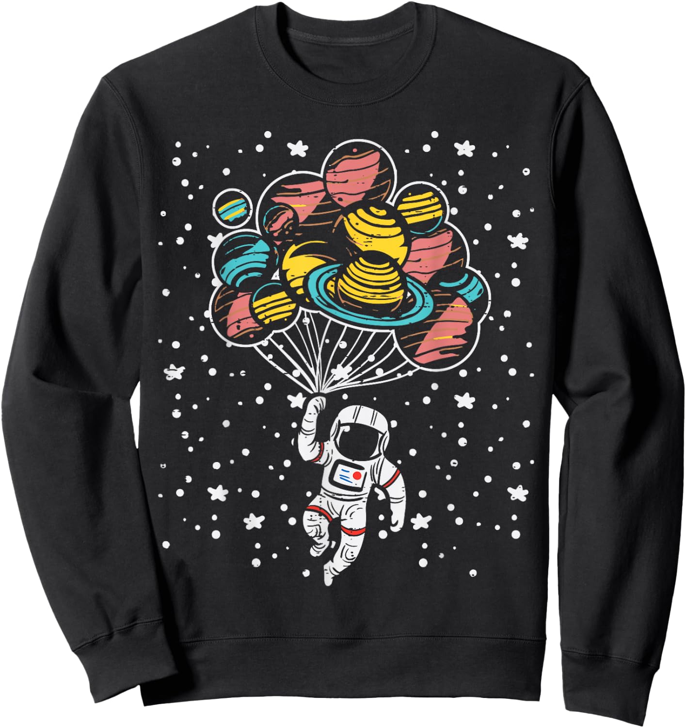 Astronaut Holding Planet Balloons Space Toddler Boys Kids Sweatshirt - Sweatshirt | Black