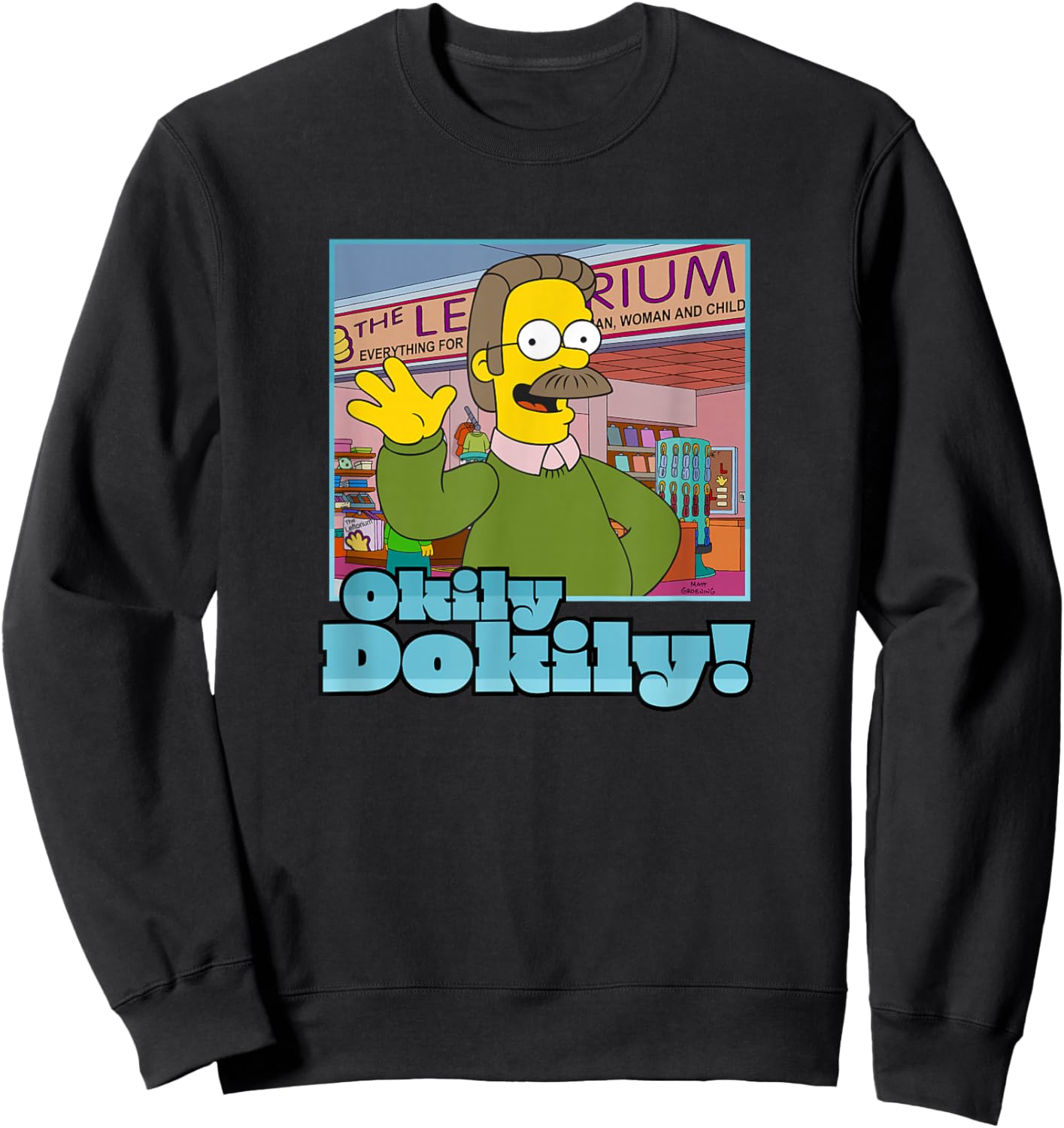 The Simpsons Ned Flanders Okily Dokily Sweatshirt - Sweatshirt | Black