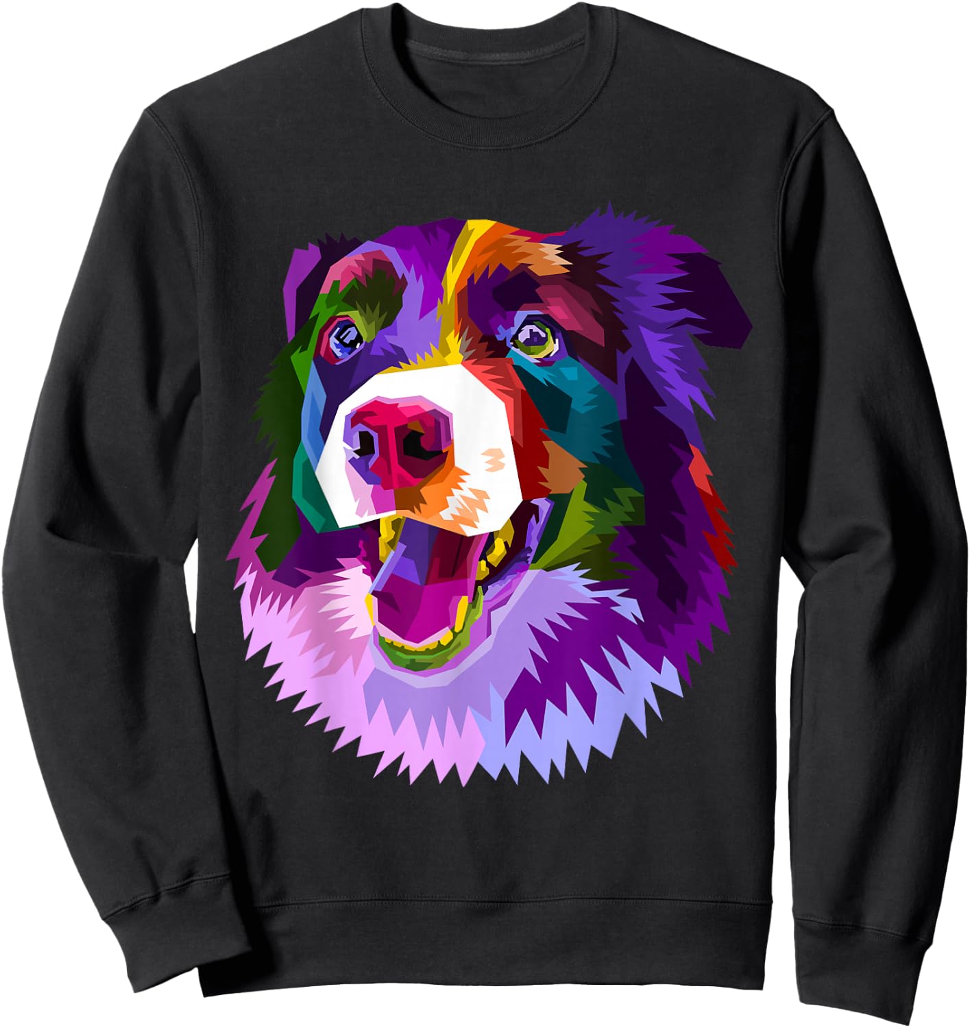 Border Collie Pop Art Portrait Colorful For Dog Owners Sweatshirt - Sweatshirt | Black