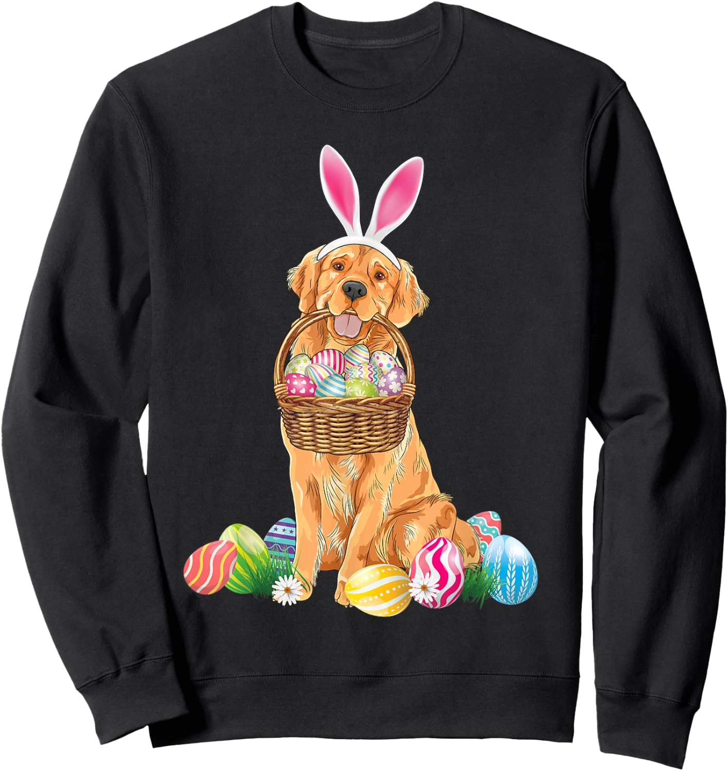 Golden Retriever Easter Day Bunny Eggs Easter Costume Boys Sweatshirt - Sweatshirt | Black