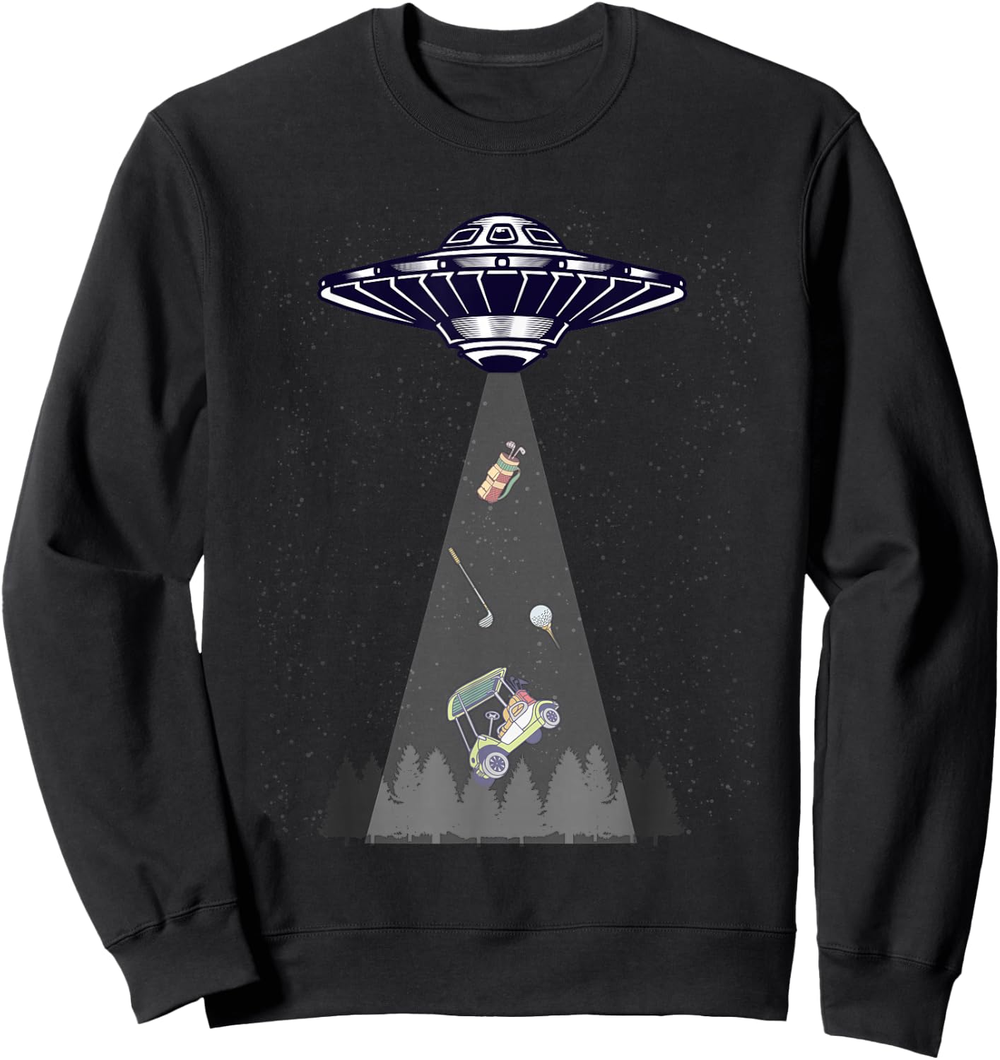 Funny Ufo Golfing Alien Abduction Golf Lover Sweatshirt - Sweatshirt | Black