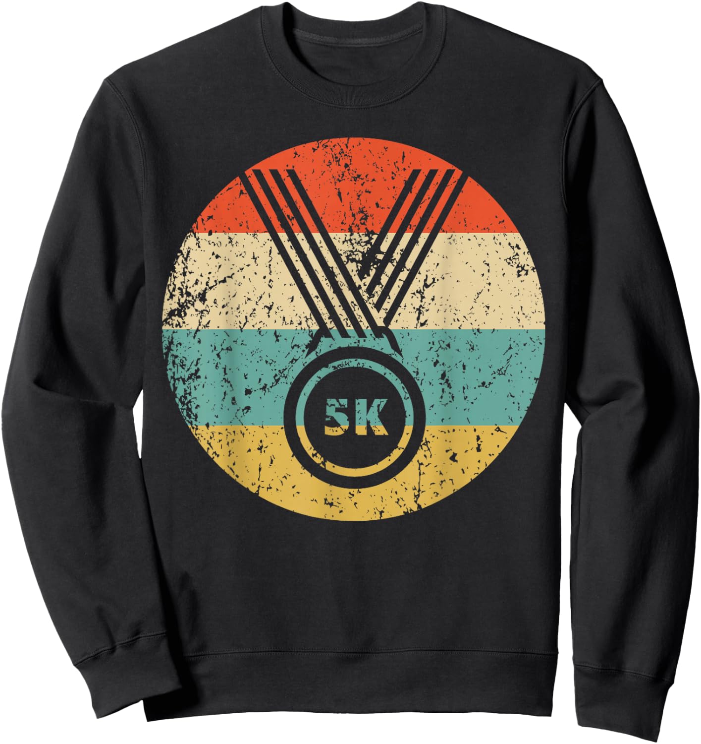 5K Race Finisher Medal Icon Retro Running Sweatshirt - Sweatshirt | Black