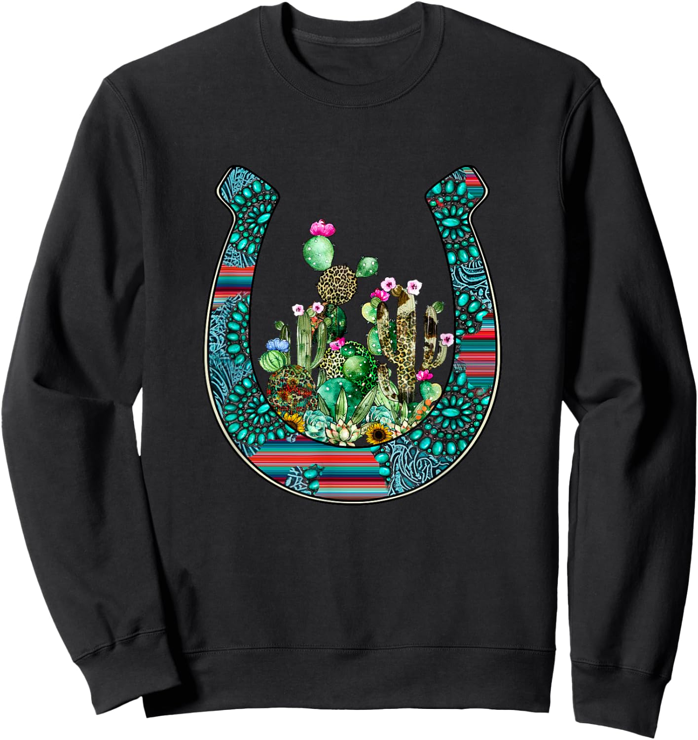 Country Western Cactus sunflower horseshoe apparel women Sweatshirt - Sweatshirt | Black