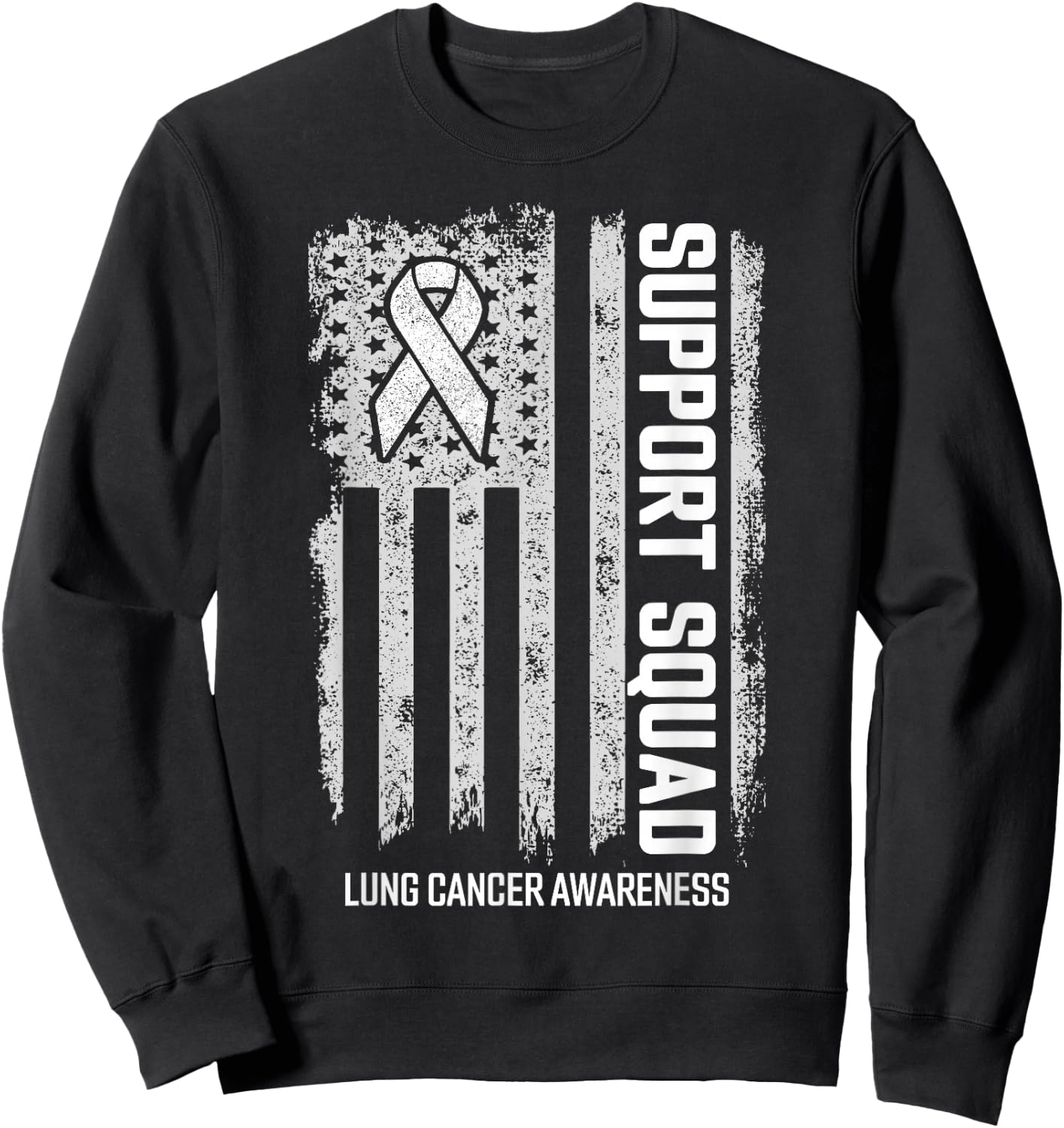 Lung Cancer Shirts Support Squad Lung Cancer Awareness Sweatshirt - Sweatshirt | Black