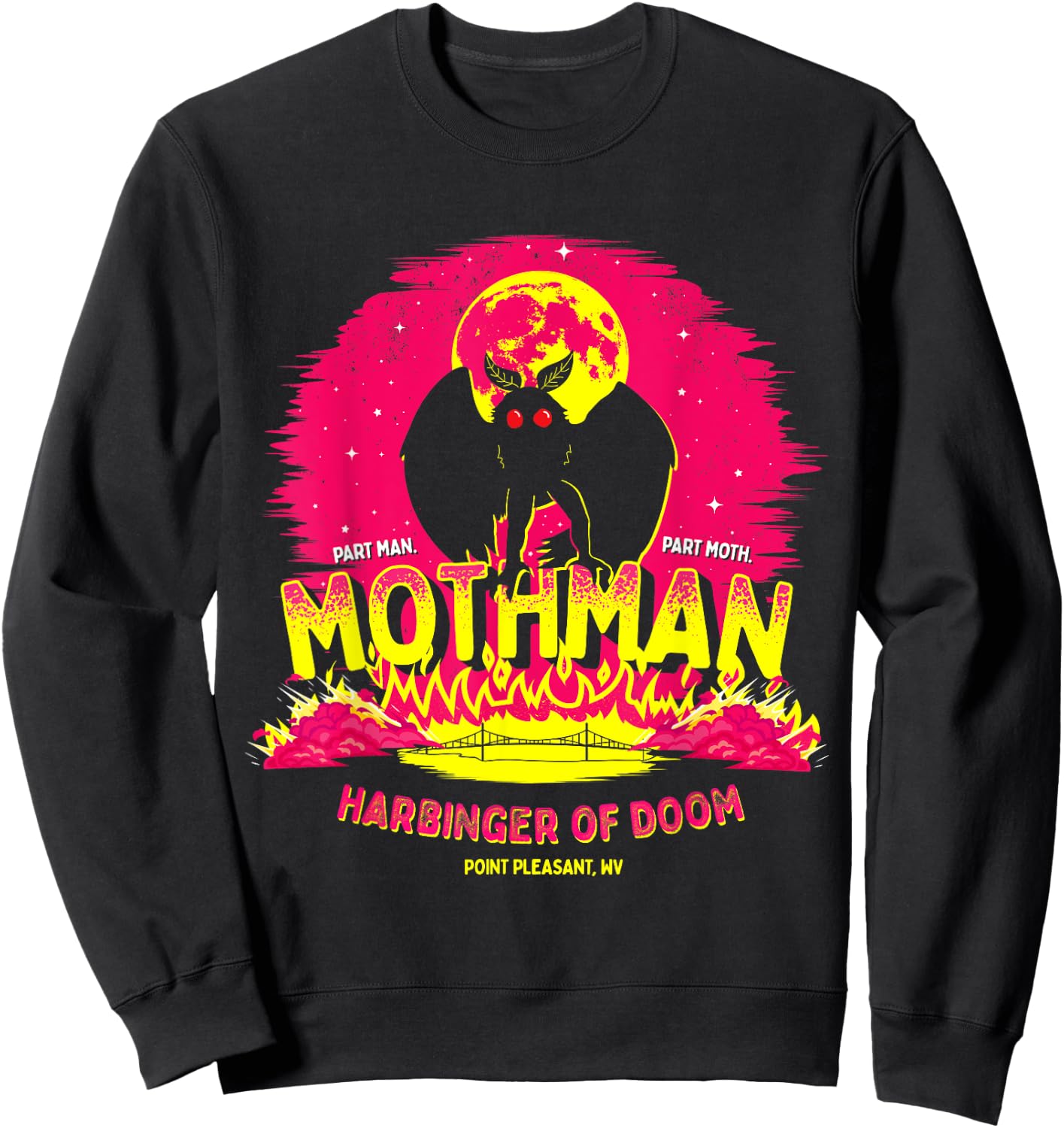 Mothman - Harbinger of Doom Funny Cryptid Sweatshirt - Sweatshirt | Black