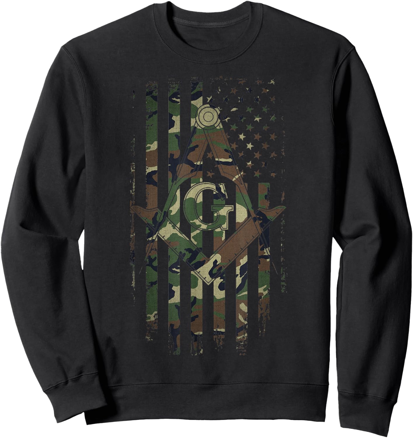 Masonic American Flag Square and Compass - Freemason Sweatshirt - Sweatshirt | Black