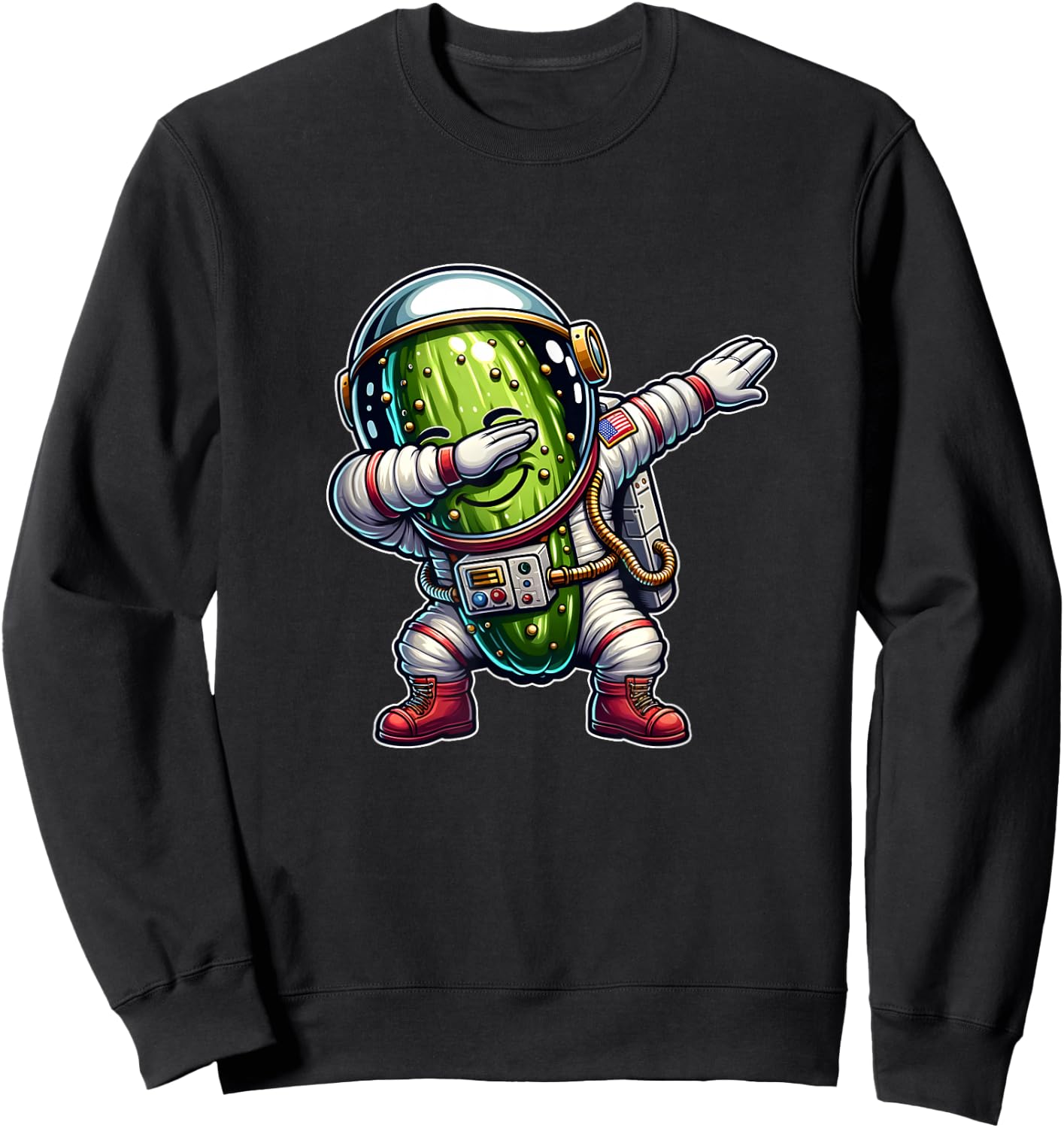 Dabbing Pickle Astronaut Space Odyssey Sweatshirt - Sweatshirt | Black