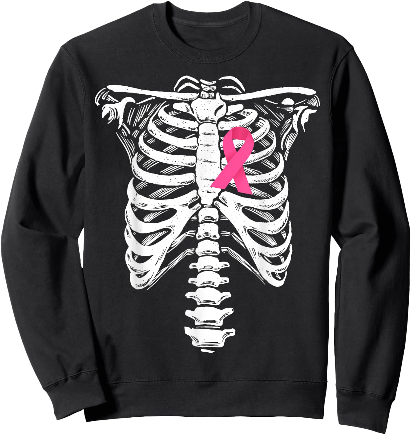 Breast Cancer Awareness Skeleton Wear Pink Ribbon Skeleton Sweatshirt - Sweatshirt | Black