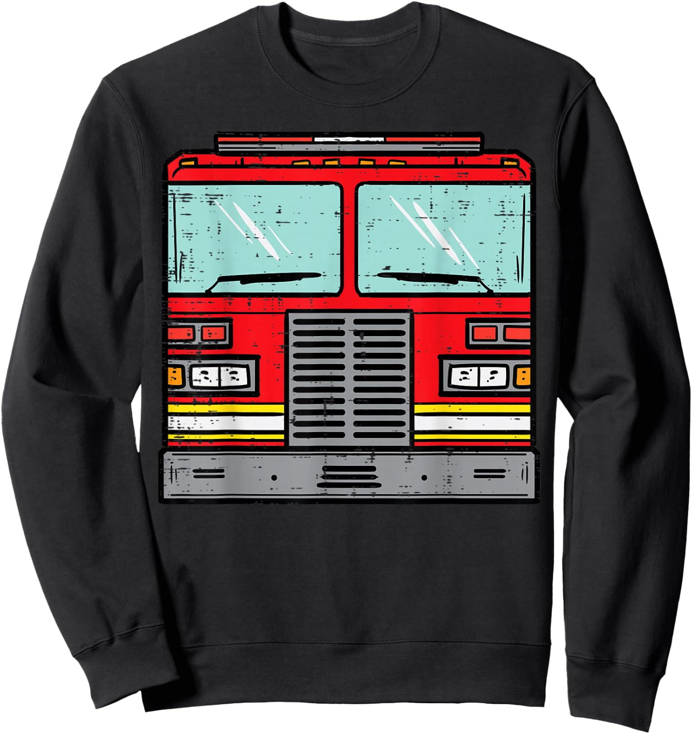 Fire Truck Costume Halloween Firefighter Fireman Men Boys Sweatshirt - Sweatshirt | Black