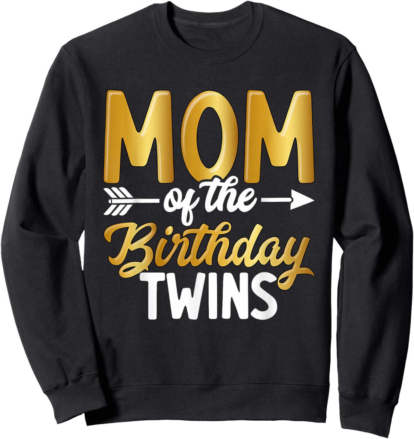 Mom Of The Birthday Twins Mother's Day Maternity Sweatshirt - Sweatshirt | Black