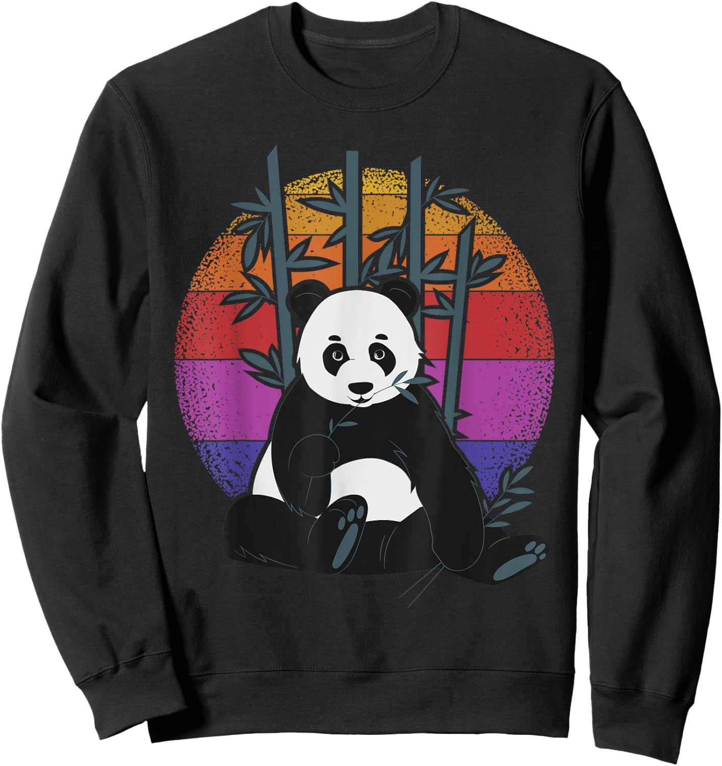 Retro Cute Eating Panda Sweatshirt - Sweatshirt | Black