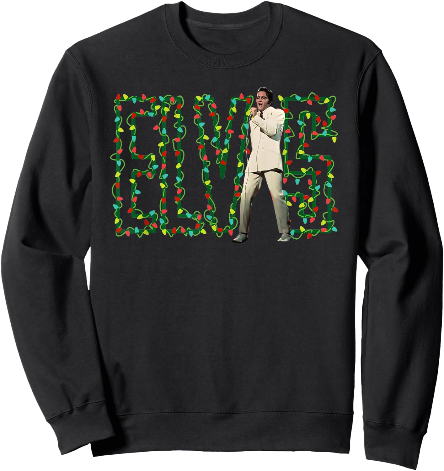 Elvis Presley Official Elvis Christmas Light Sweatshirt - Sweatshirt | Black