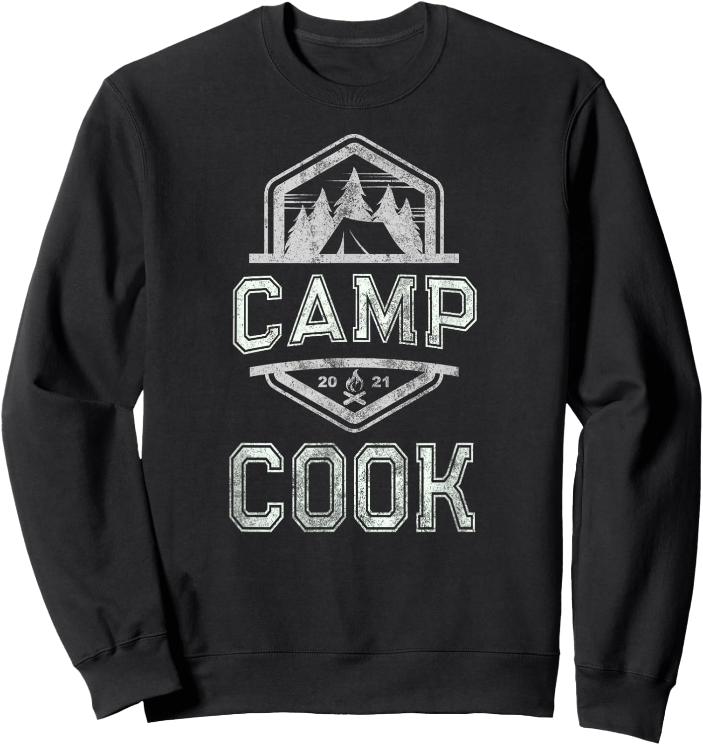 Vintage CAMP COOK Chef Squad Camping Cooking Team Funny Sweatshirt - Sweatshirt | Black