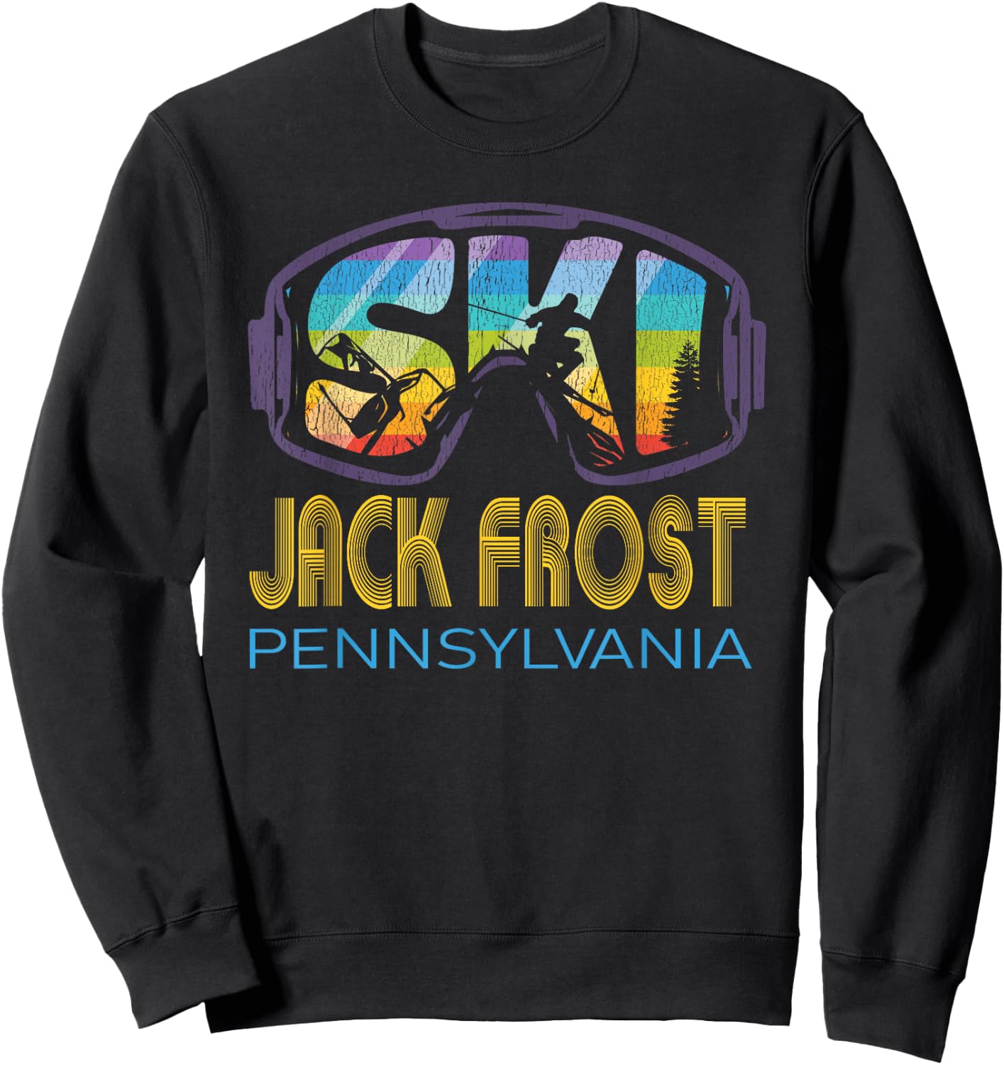 Ski Jack Frost Pennsylvania Skiing Vacation Sweatshirt - Sweatshirt | Black