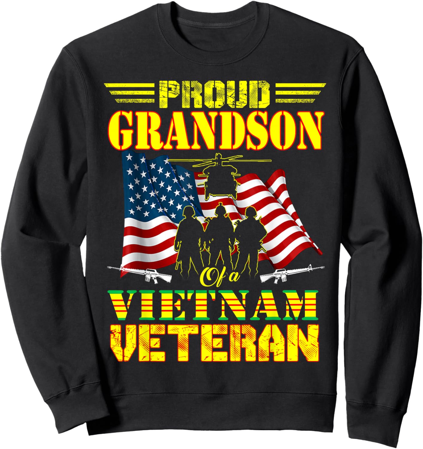 Proud Grandson Of A Vietnam Veteran Military Family Sweatshirt - Sweatshirt | Black