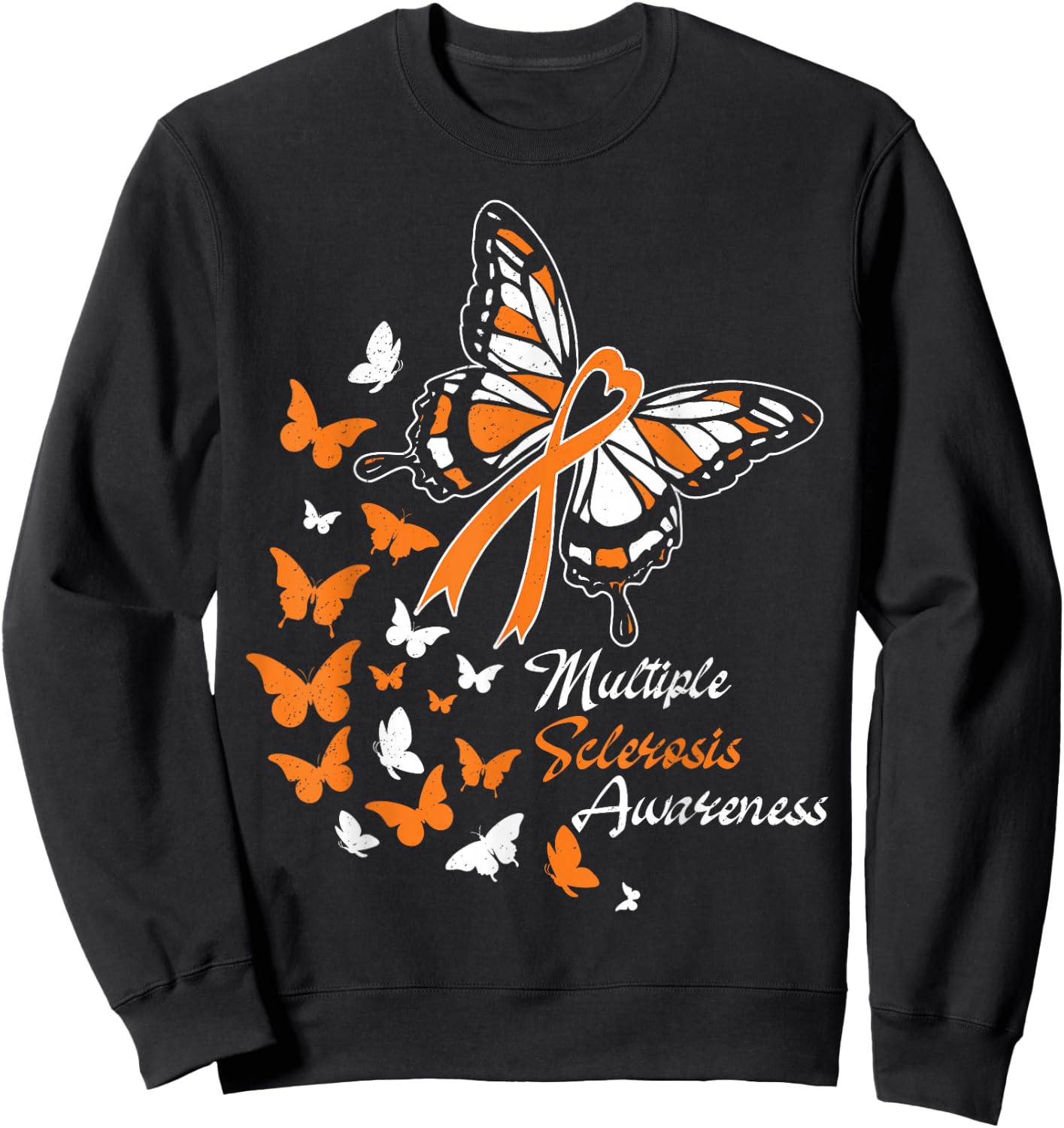 Multiple Sclerosis Awareness Butterflies Gift Sweatshirt - Sweatshirt | Black