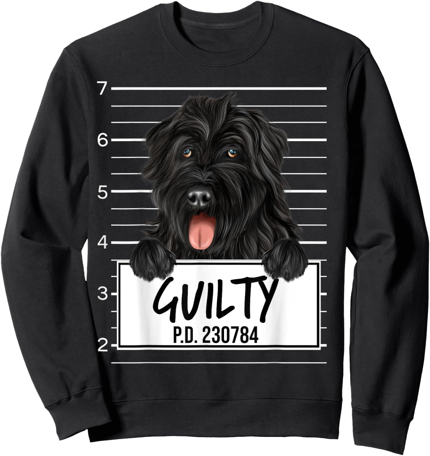 Funny Bouvier des Flandres Mugshot Guilty Dog Sweatshirt - Sweatshirt | Black